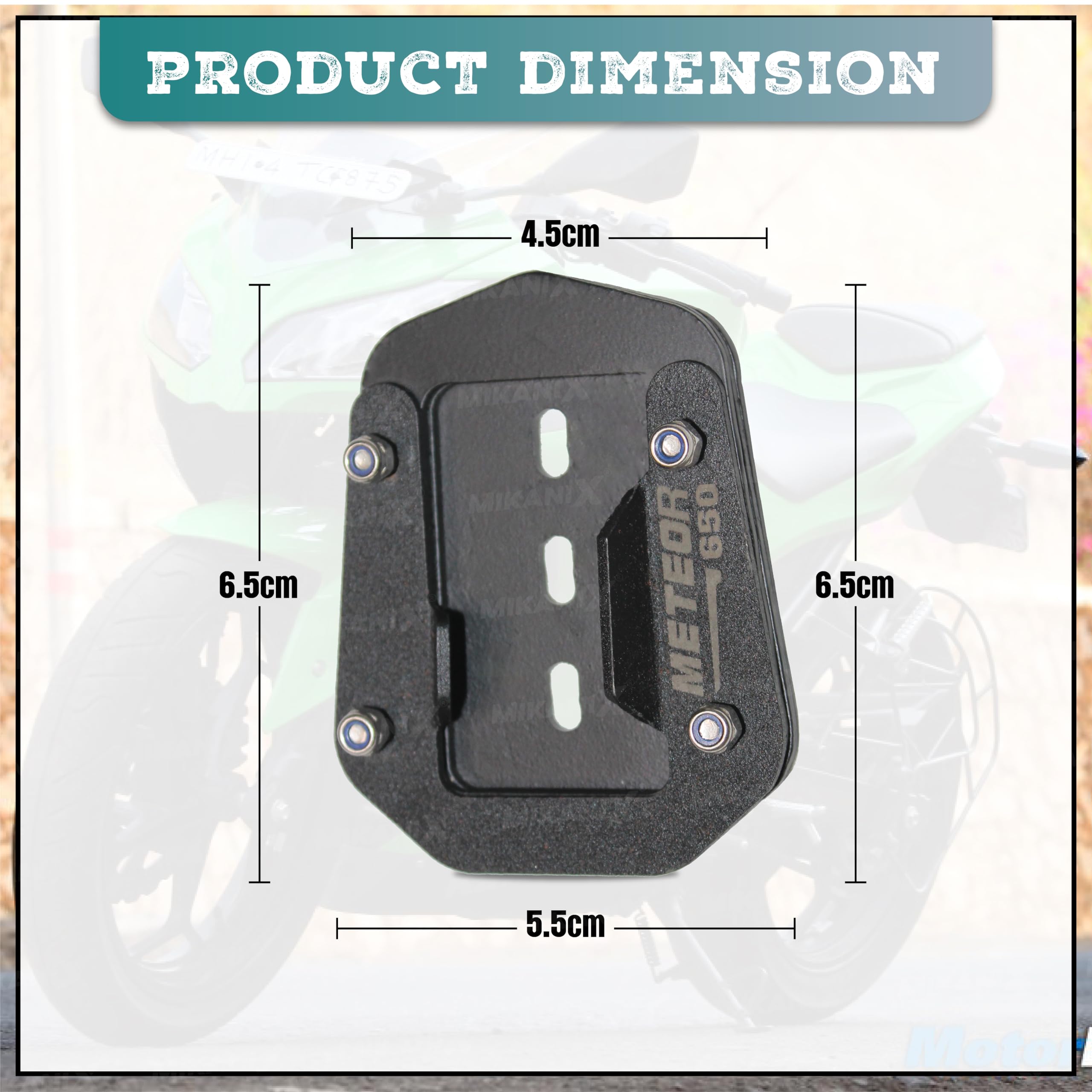 MIKANIX Stainless Steel Side Stand Extender | Side Stand Pad for Royal Enfield Super Meteor 650