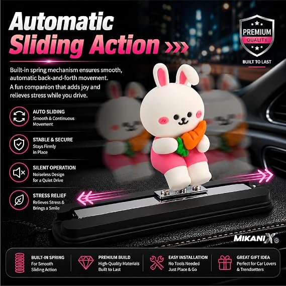 MIKANIX Auto Sliding Car Dashboard Decoration Cute Anime Pooh Character Moving Ornament Interior Accessory