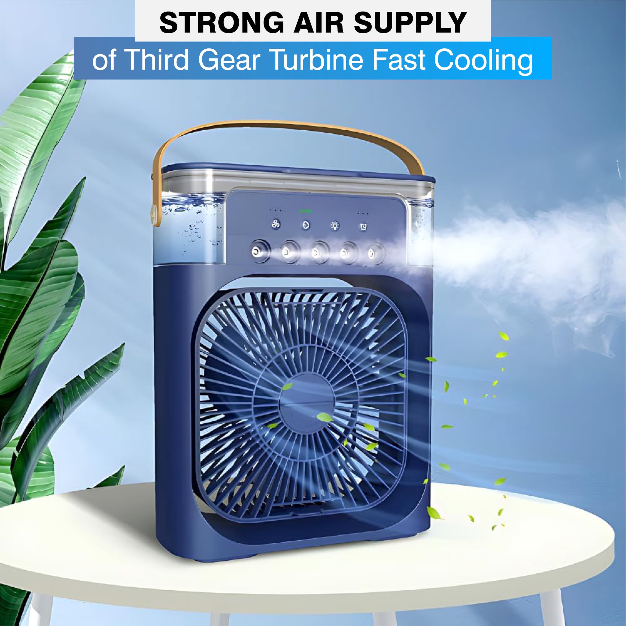 OBEROI'S TRADERS 1 YEAR REPLACEMENT WARRANTY Mini Cooler Fan for Room, Kitchen, Home & Office Desk | USB Cable, 3 Wind Speed Mode With Cooling Misting Fan