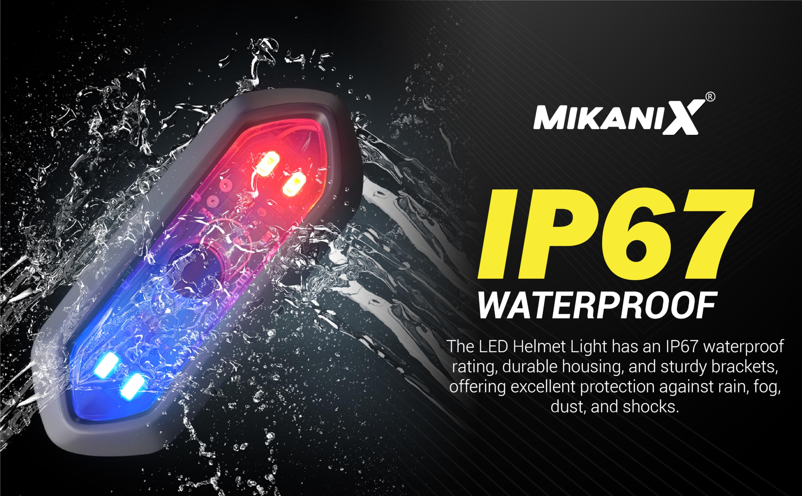 MIKANIX Combo Pack of 2 ABS Universal Helmet Safety LED Lights I 1 Blue-Red PCR Emergency Light & 1 Red Safety Warning Light for Night Riding and Visibility