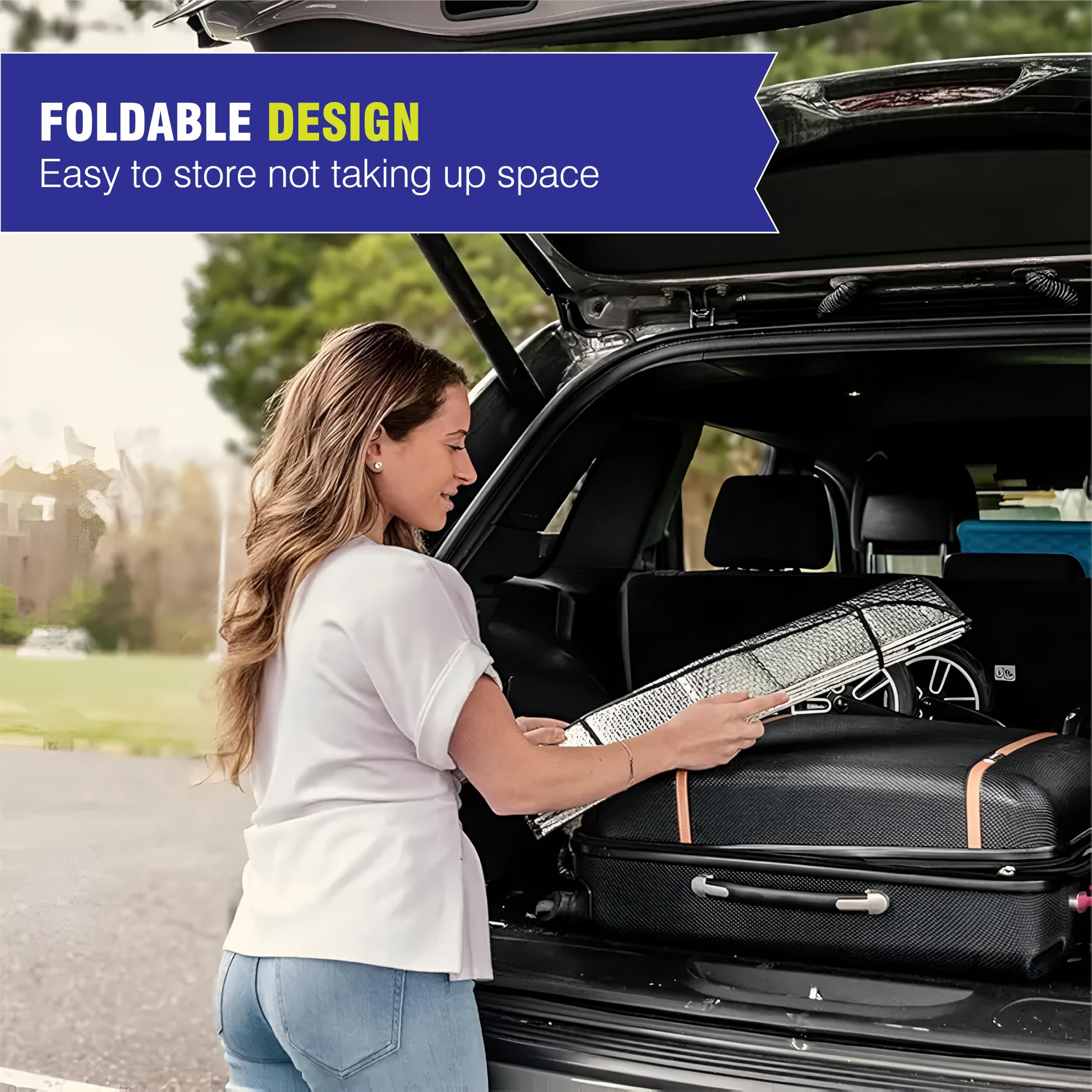 MIKANIX Car Front and Rear Windshield Sunshade, Foldable Reflective Silver Aluminium Foil, UV Ray Blocker, Universal Fit for Car, SUV, Van