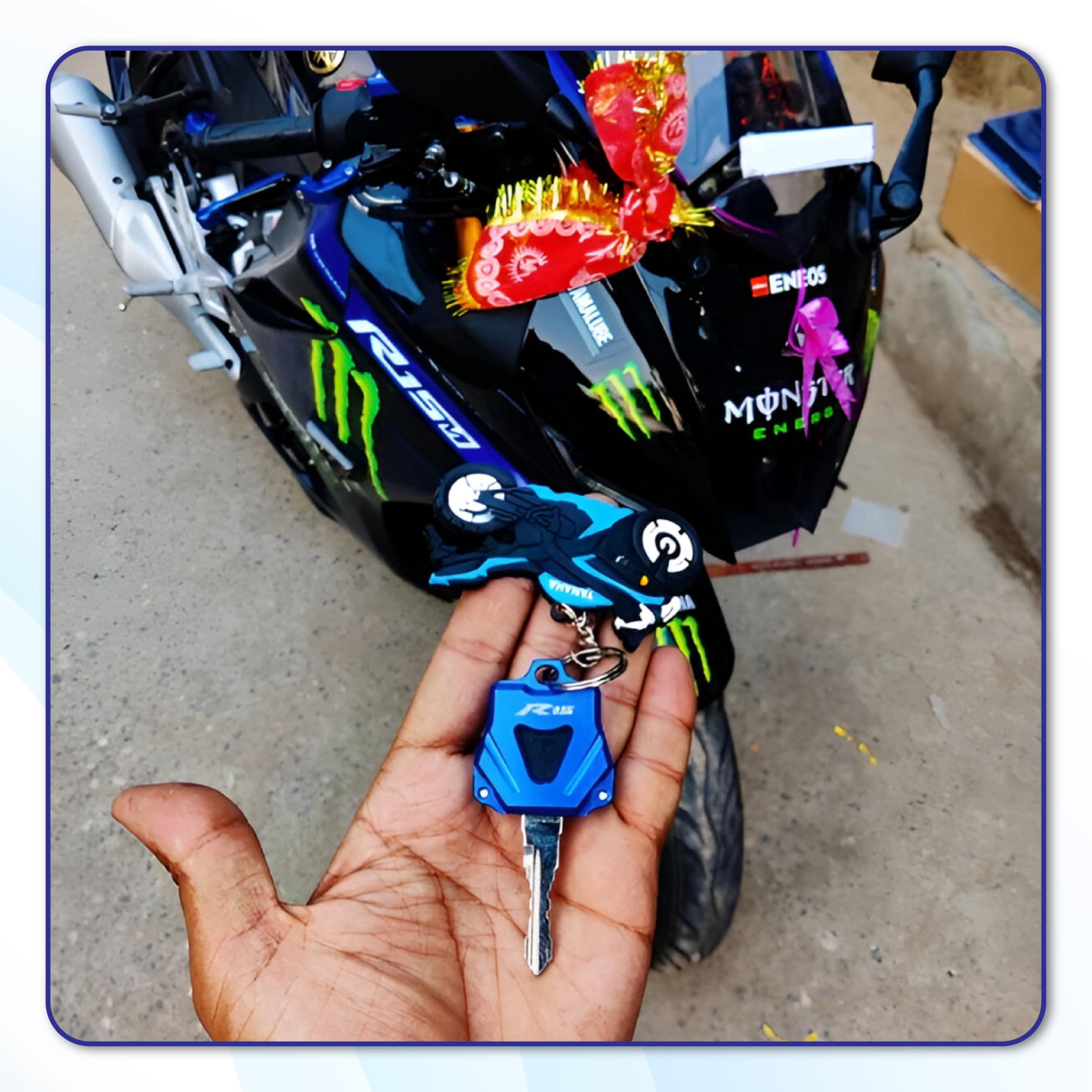 MIKANIX CNC Aluminum Bike Key Case Cover/Key Ring Shell For R15 V3 V2 V1 (Blue)