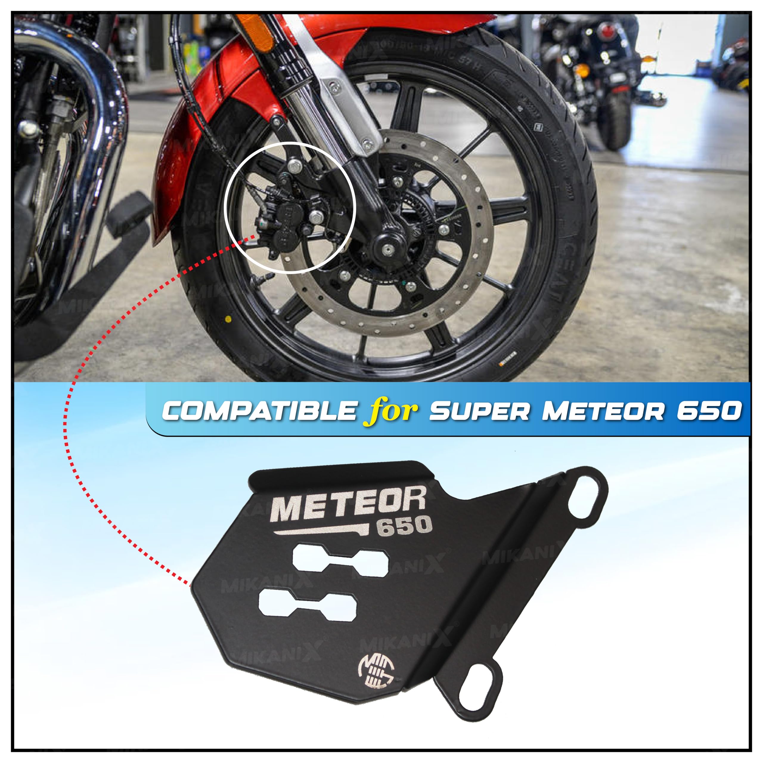MIKANIX Bike Front Disc Brake Caliper Guard | Disc Protector for Royal Enfield Super Meteor 650
