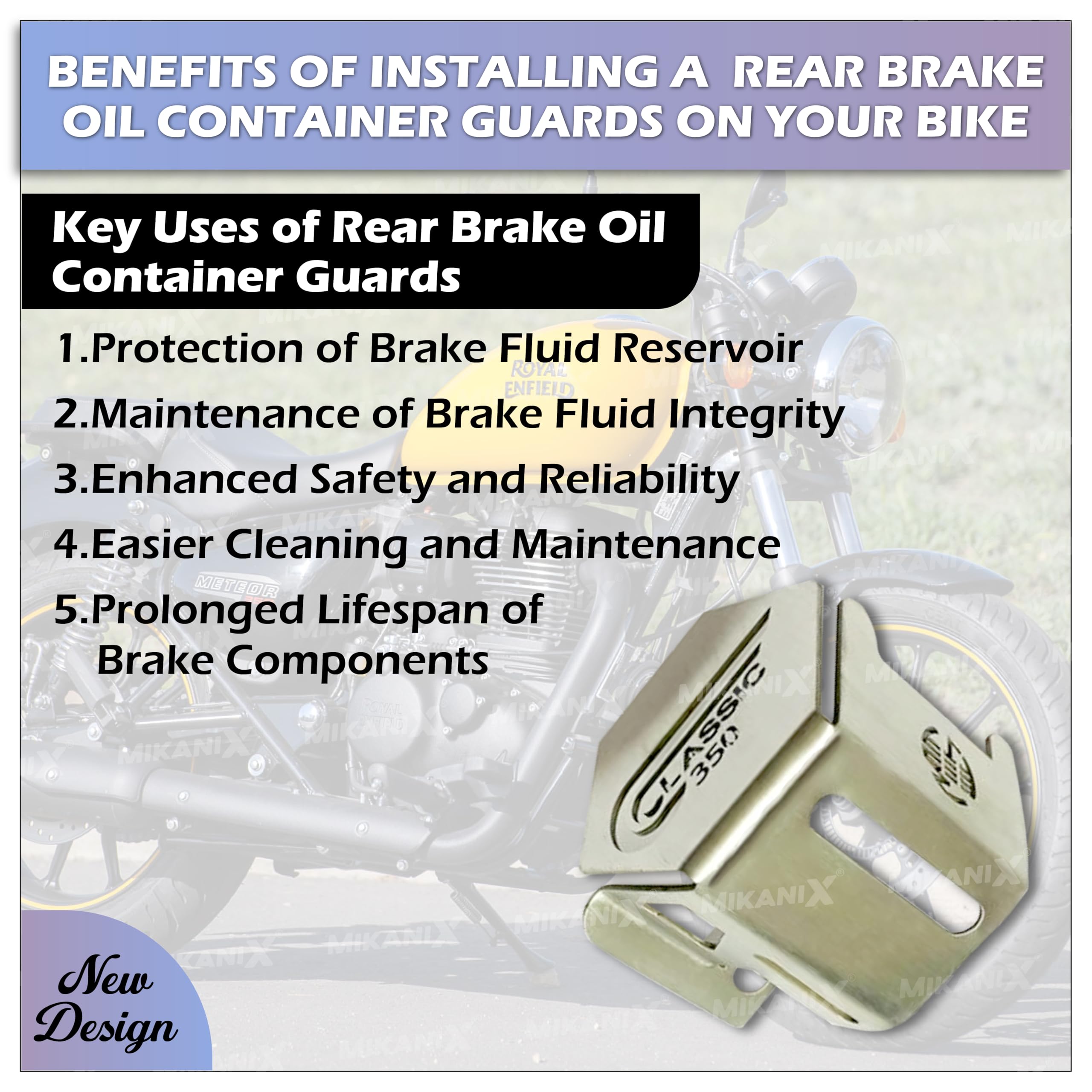 MIKANIX Premium Classic 350 Be Reborn Next Gen Rear Brake Oil Container Guard Compatible With Royal Enfield