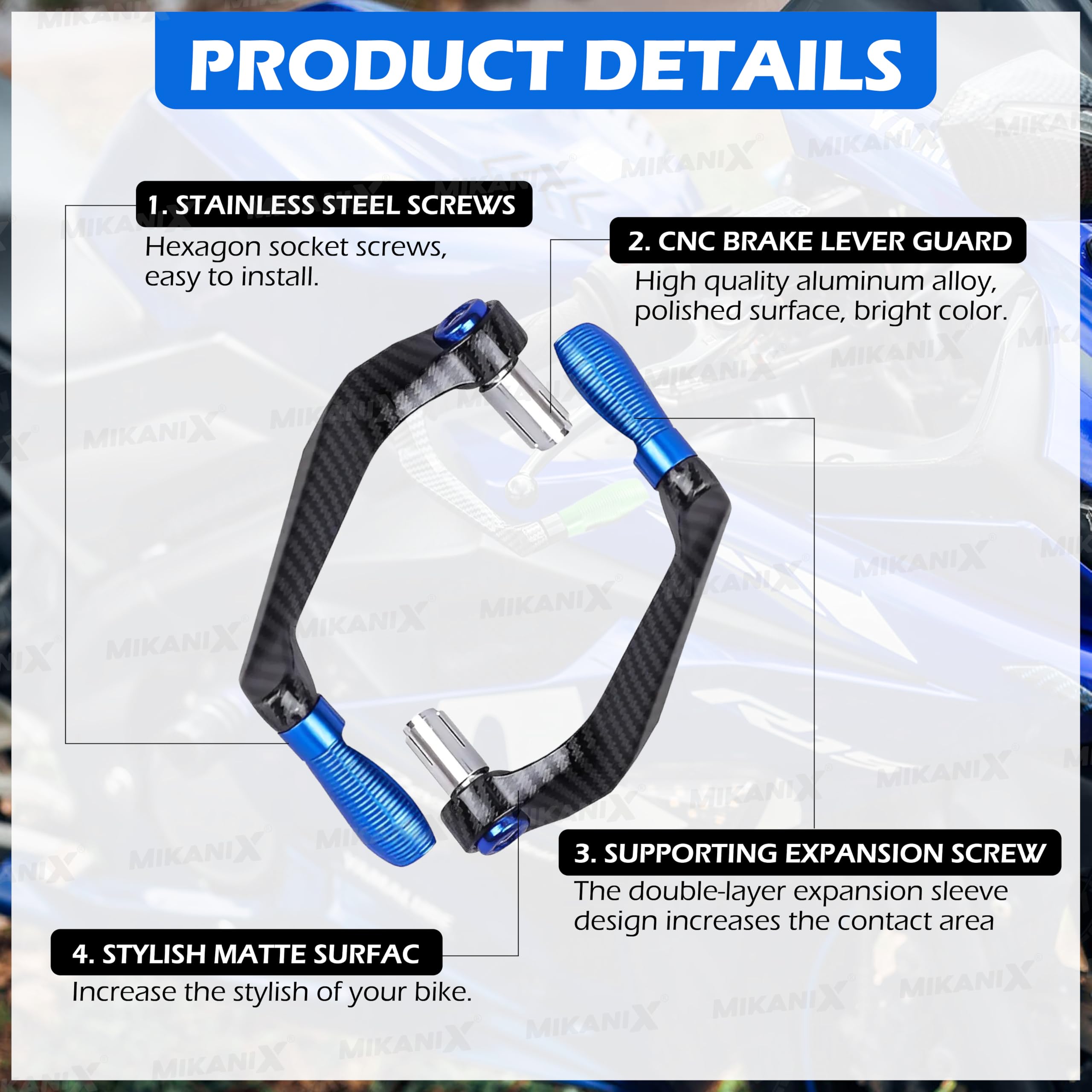 OBEROI'S TRADERS Carbon Finish CNC Aluminum Universal Motorcycle Lever Guard | Handle Bar End Brake Clutch Lever Protective Guards | Hand Guards for All Bikes