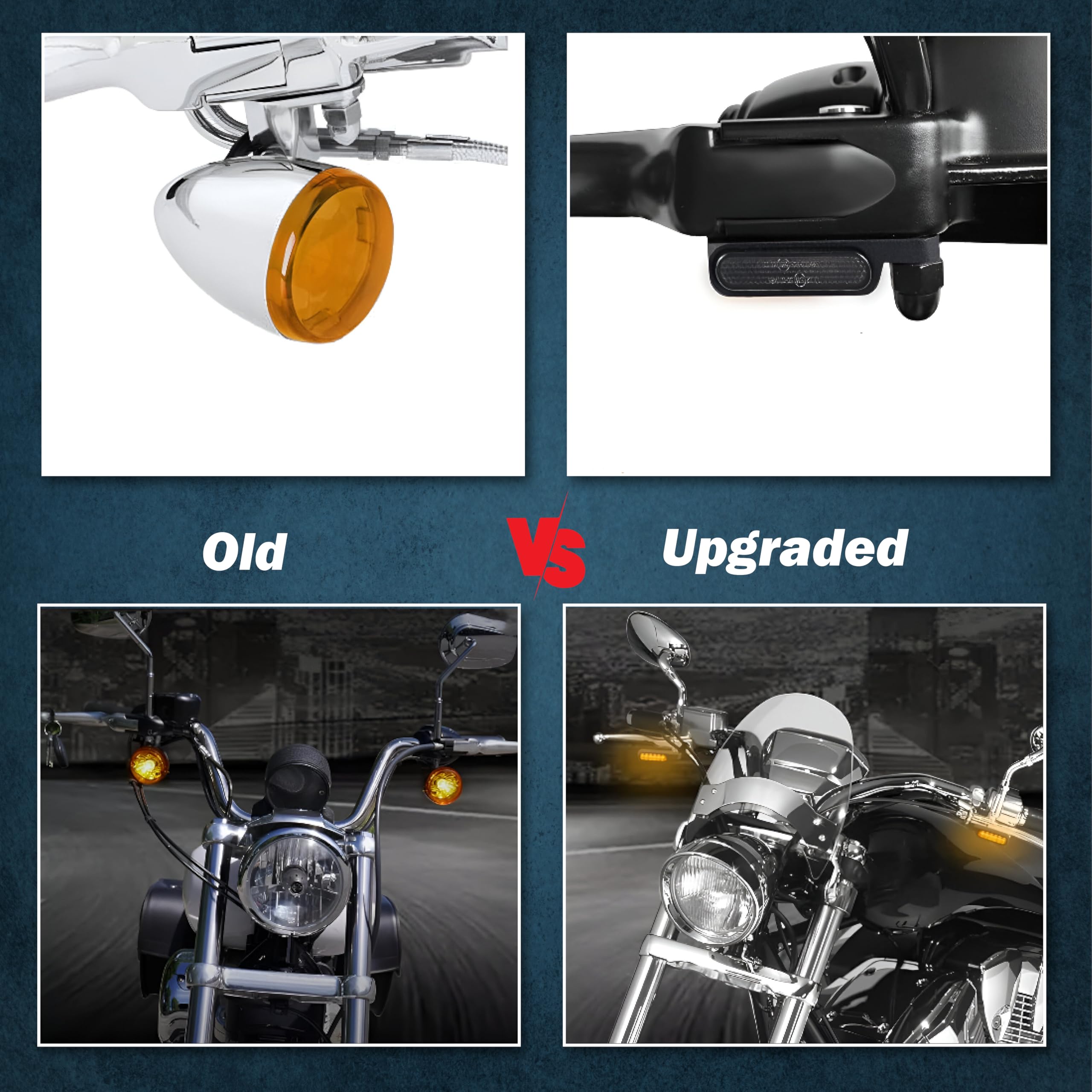 MIKANIX Universal Handlebar LED Turn Signal Indicator Light for Motorcycle | Mini Amber Blinker | Waterproof, Energy Efficient, Bright Flashing Light | Bike Indicator Lamp