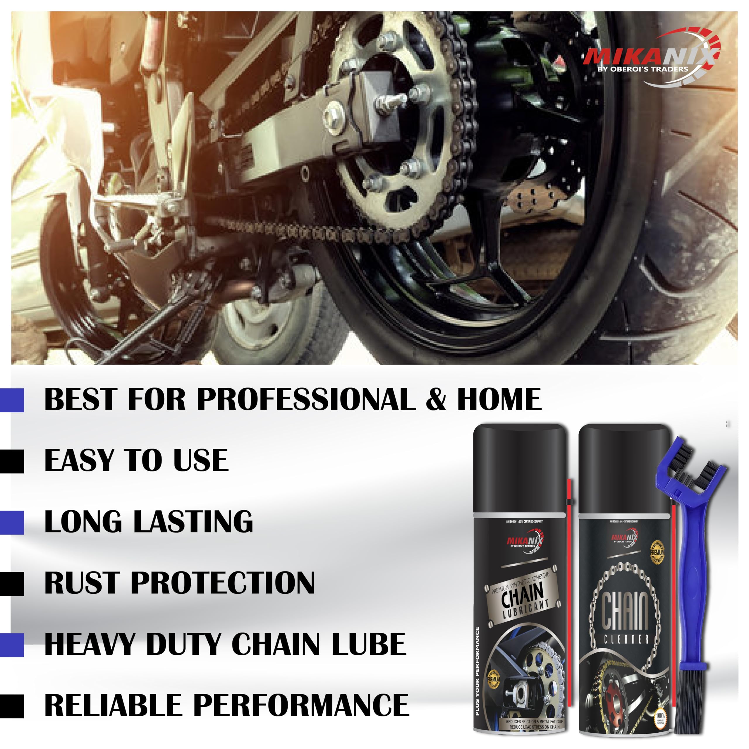 OBEROI'S TRADERS Combo Of Rust Remover Spray + Chain Cleaner + Chain Lube With Cleaning Brush | Cleans | Shines & Protects Chain | Remove Rust From Bike Chain, Tools & Household Items (450) ml