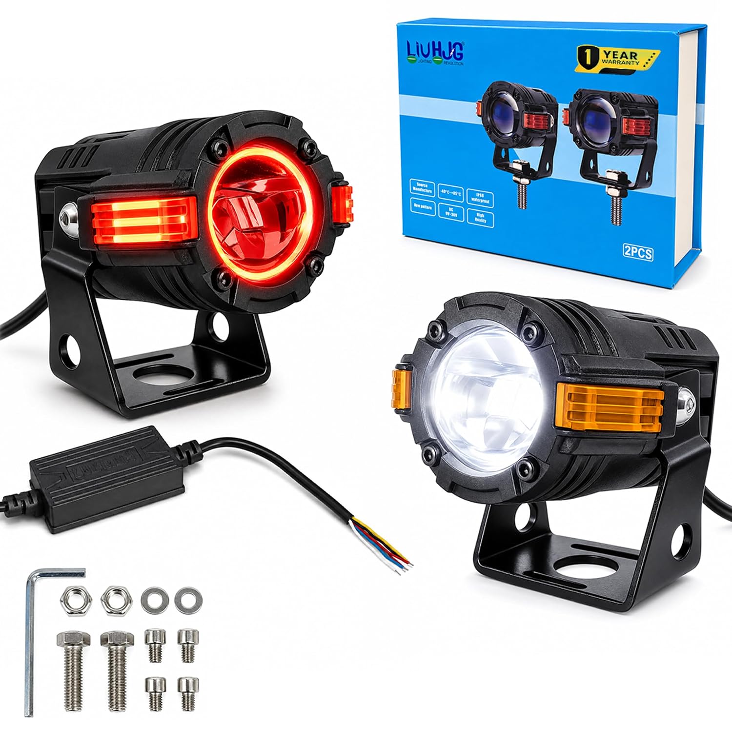 MIKANIX LIUHJG S-82 LED Fog Light for Cars & Bikes | Universal Waterproof Motorcycle Projector Driving Lamp