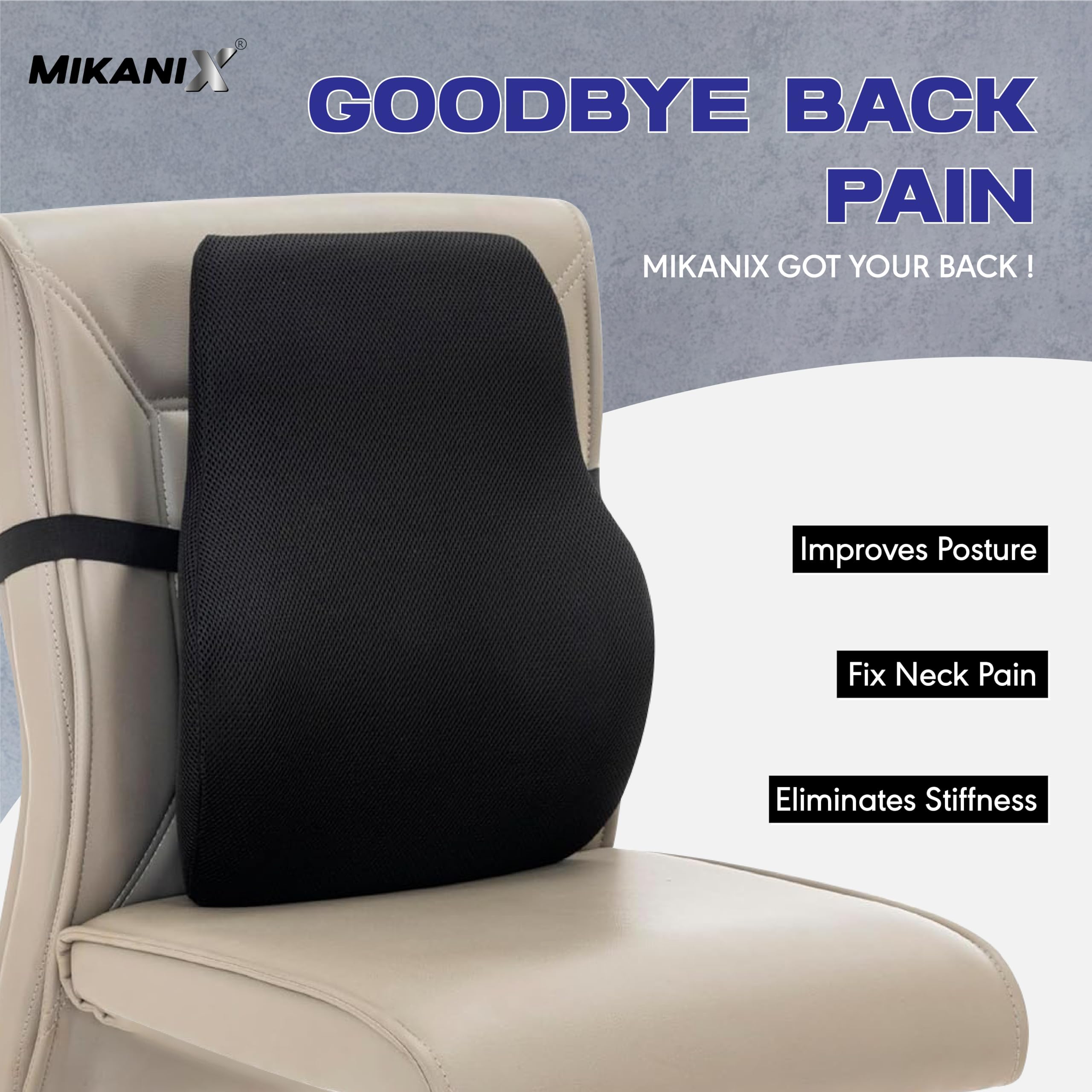 OBEROI'S TRADERS 2 YEARS WARRANTY Car Neck Rest Pillow & Orthopedic Back Lumbar Support Combo for Car Seat & Office Chair to Relief Neck & Back Pain, Spine Alignment and Posture Correction