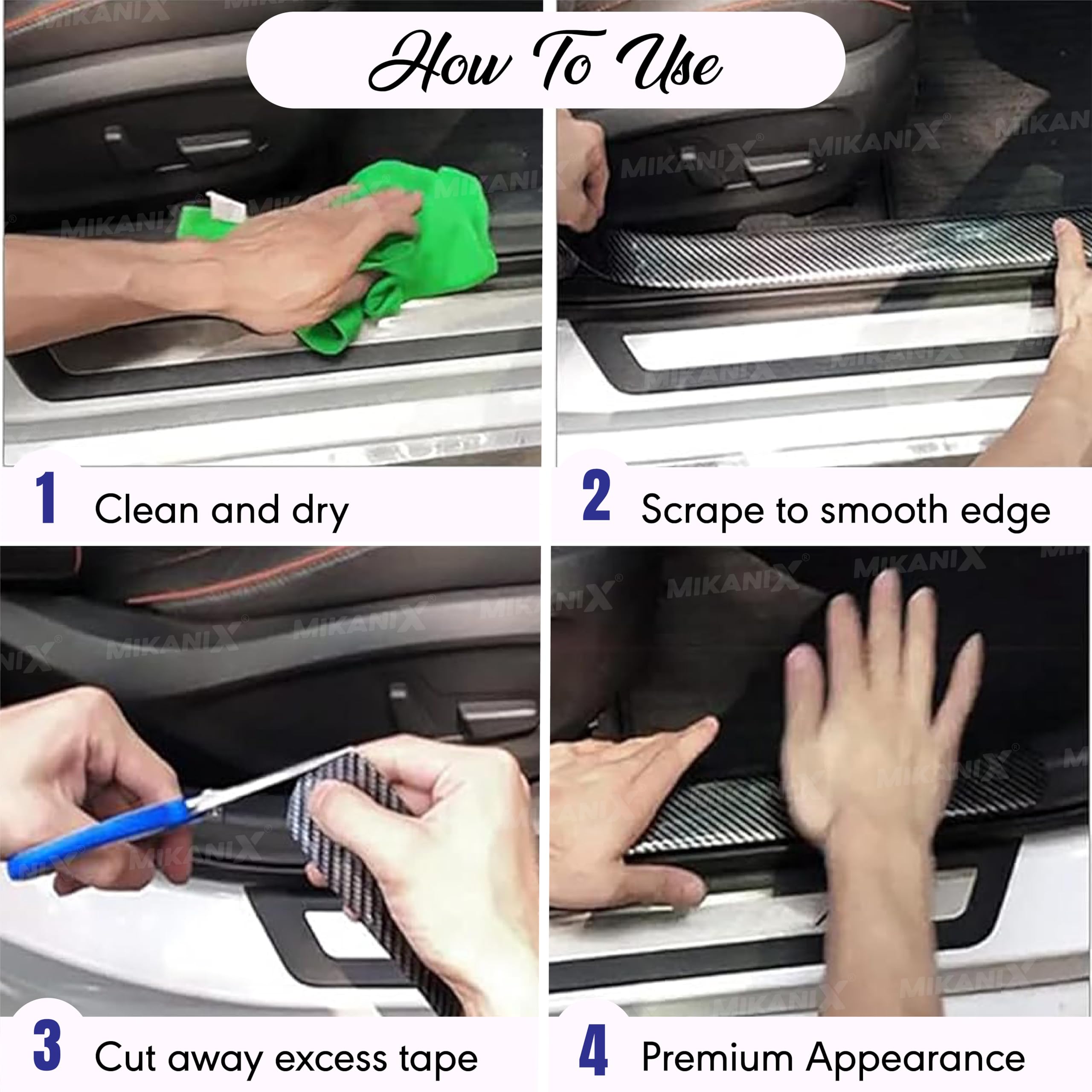 MIKANIX Carbon Fibre High Gloss Anti Scratch Strips Protection Tape, Film Tape Car Door Edge Guard Sticker Universal Car Door, Bumper Protector Strip