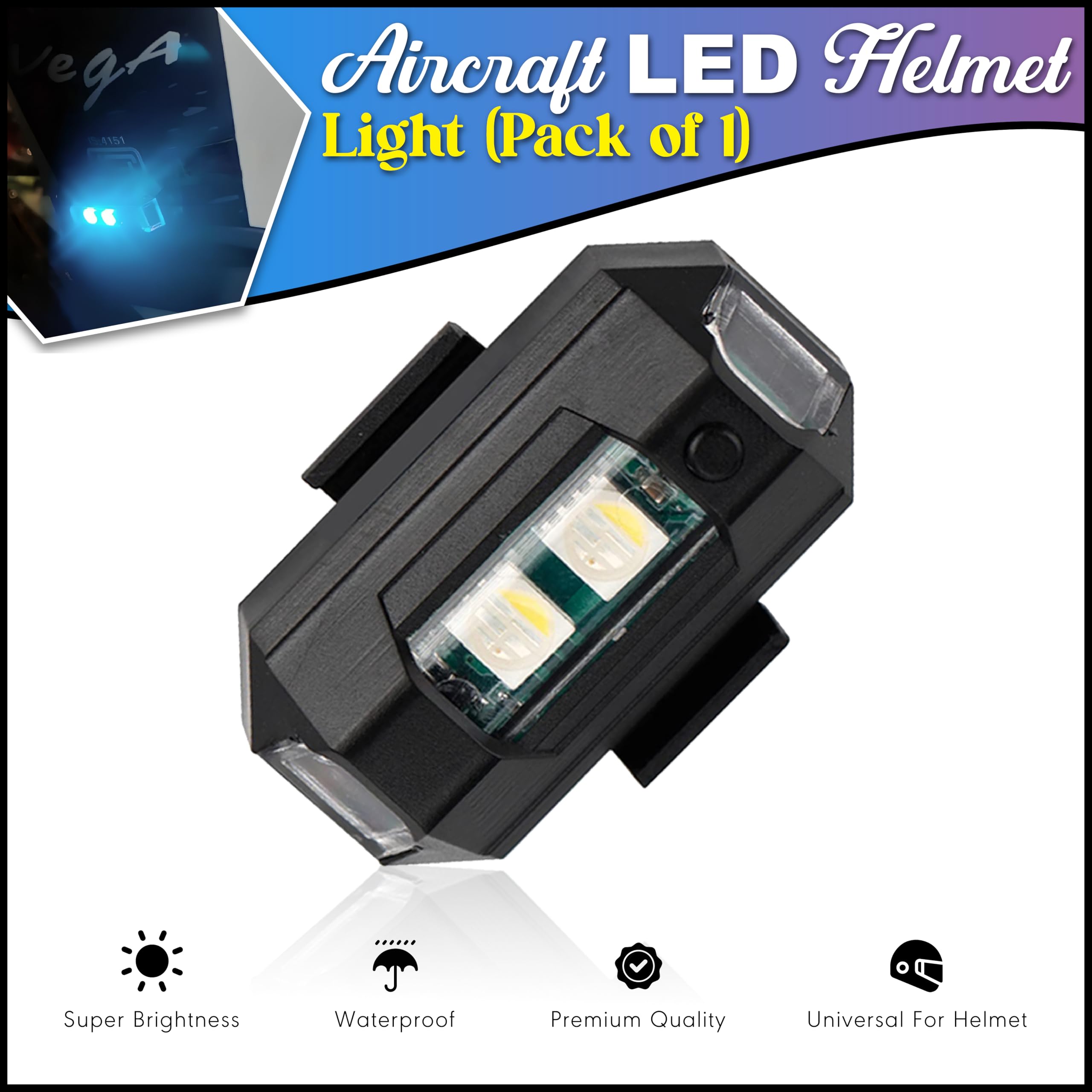 OBEROI'S TRADERS ABS Plastic 7 Colors Led With 3 Flashing/ Blinking Modes Aircraft Strobe/Helmet Exterior Night Signal Light With Usb Rechargeable Cable Kit For Drone Flashing,Bike Bicycle