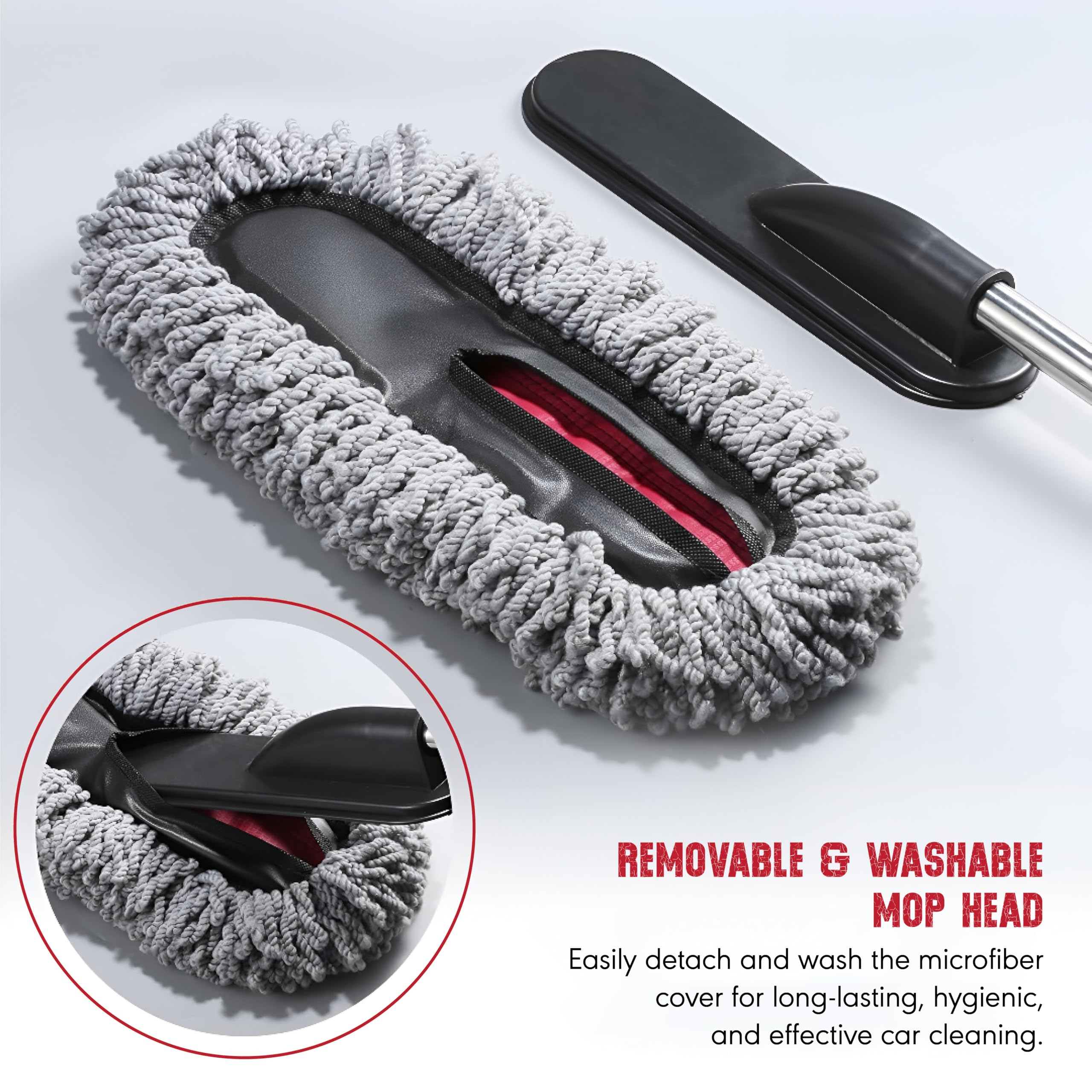 OBEROI'S TRADERS Car Duster Cleaning Brush Kit | Extendable Microfiber Car Cleaning Mop with Long Handle & Interior AC Vent Brush | Scratch-Free, Washable, Lint-Free Cleaning Tool for Car & Bike