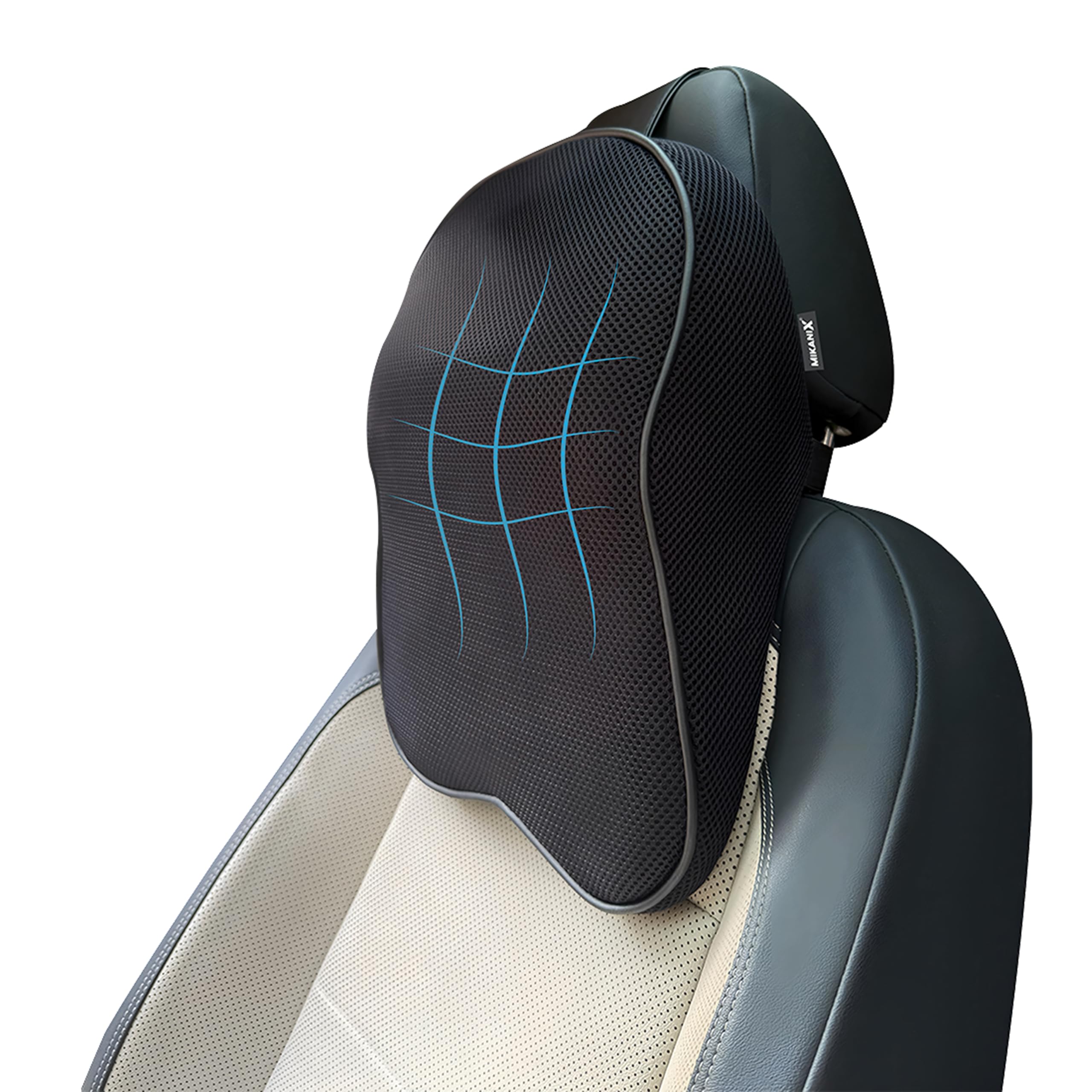 OBEROI'S TRADERS Car Neck Rest Pillow | Seat Cushion | 2 Years Warranty | Ultra Soft Memory Foam for Neck and Cervical Support to Relief Neck Pain & Reduced Tension (Mash Black (Pack of 1))