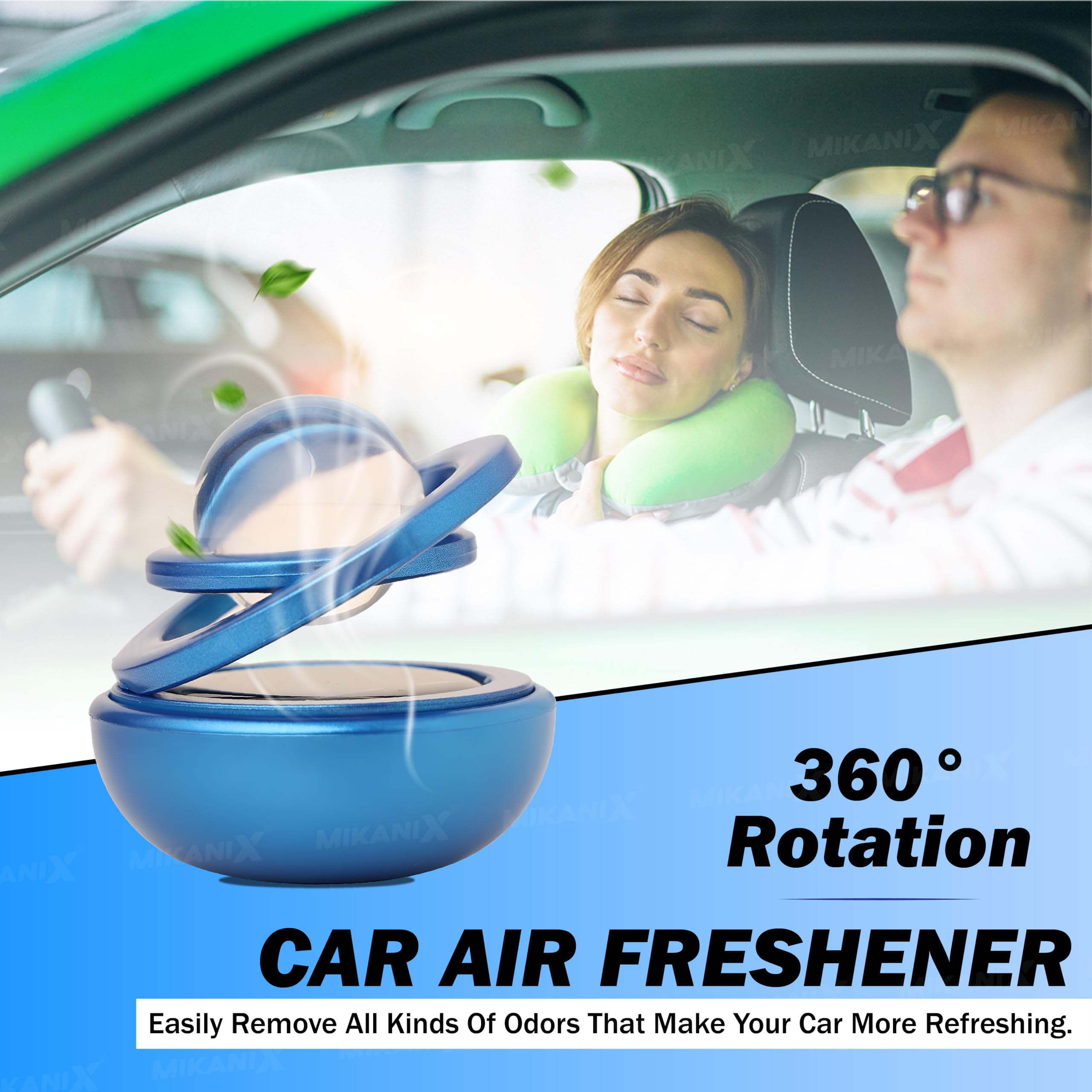 OBEROI’S TRADERS Solar Energy Rotating Car Dashboard Air Freshener/Perfume Diffuser/Dispenser | Alloy Body & Crystal Design With Perfume liquid For Car Interior & Home Air Freshener