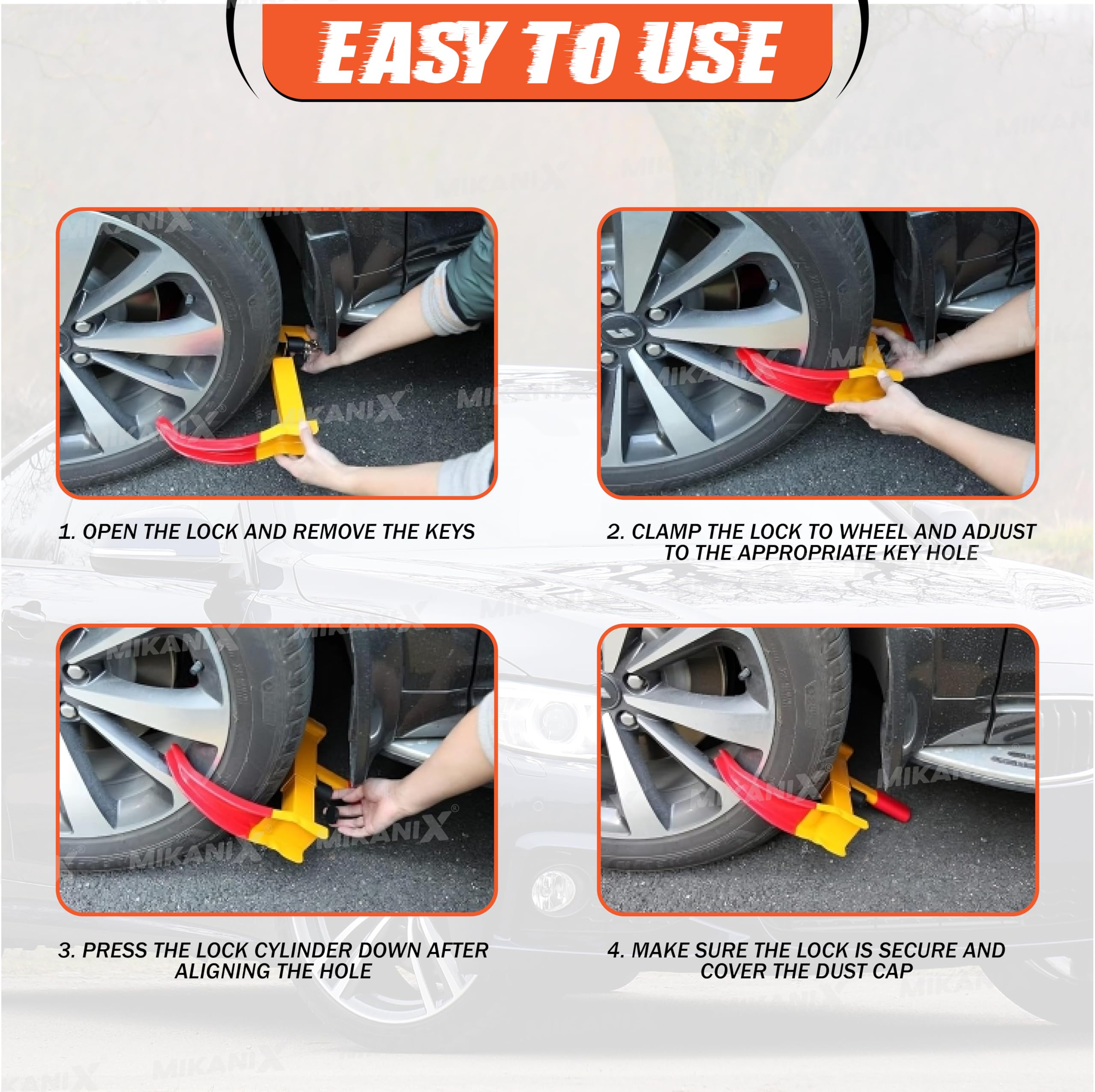 OBEROI'S TRADERS 1 Year Warranty Heavy Duty Car Tyre Wheel Security Lock Clamp Anti-Theft Towing Parking Boot Tire Claw Adjustable for Auto, Car, & Truck with Two Keys