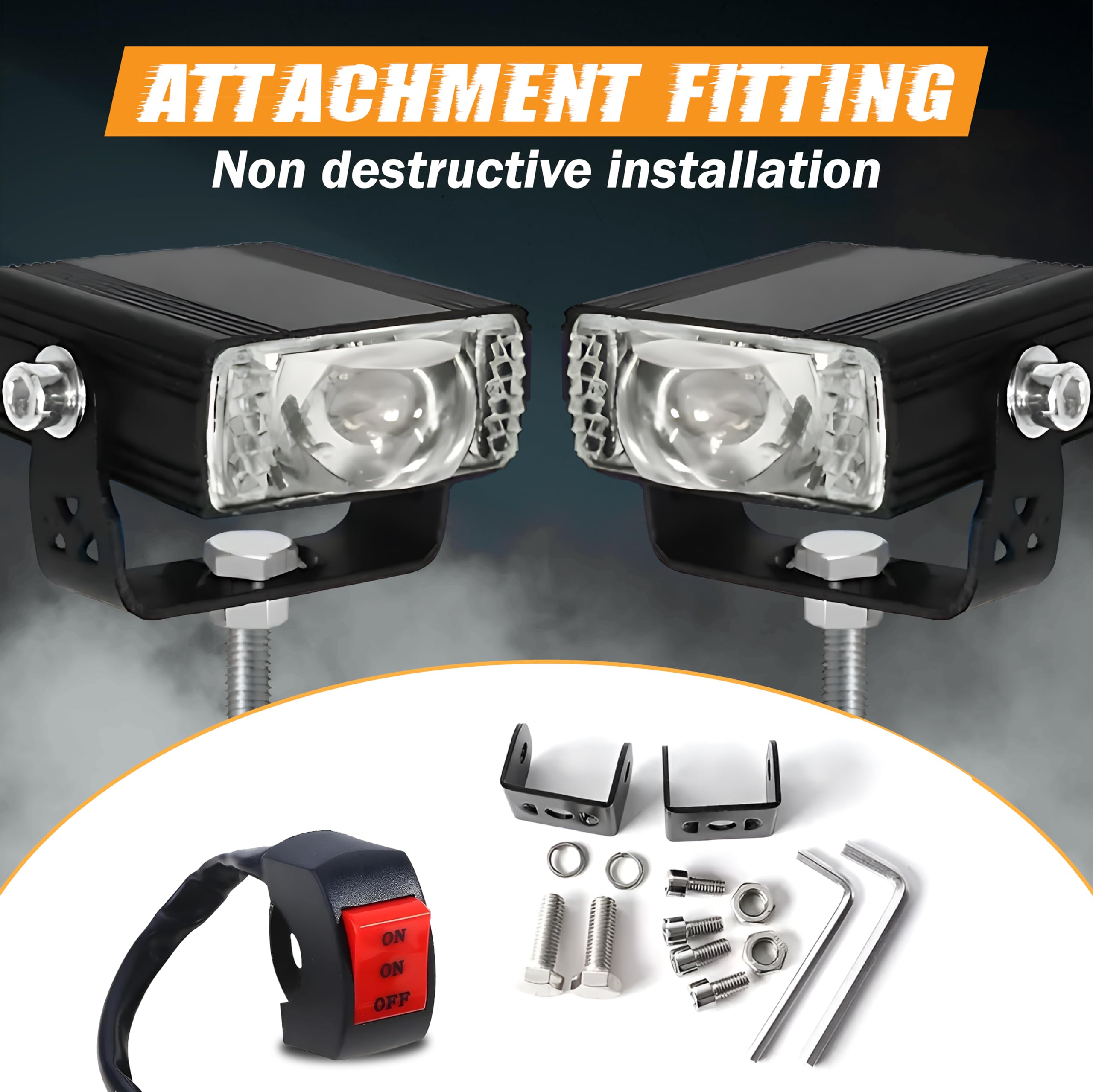 MIKANIX Super Bright LED Fog Light with On/Off Switch, High/Low Beam, 5 Modes & PCR Flashing – Universal for Bike, Scooty & Car