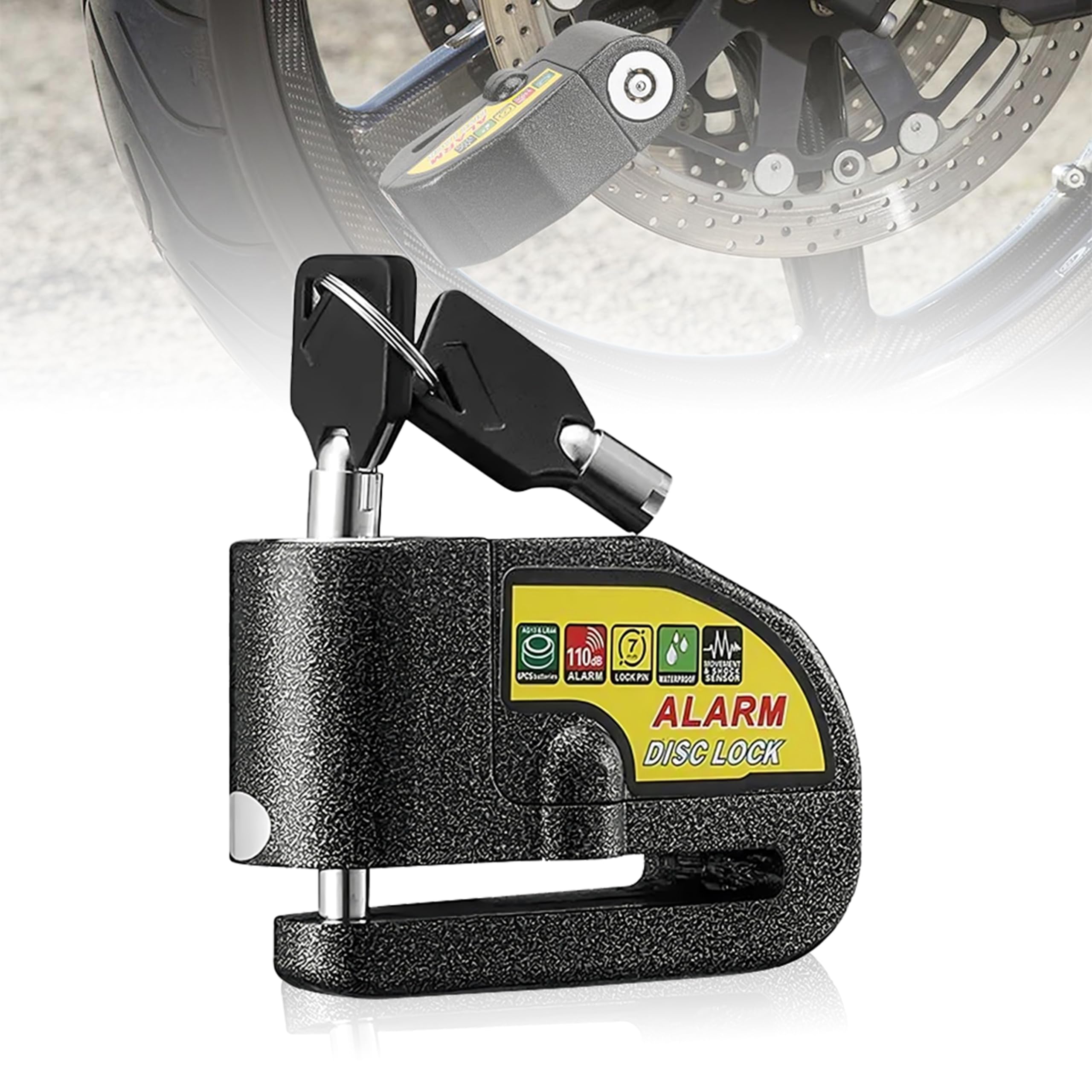 OBEROI'S TRADERS Motorcycle Disc Lock Waterproof 110dB Alarm Sound Heavy Duty Anti-Theft Alarm Wheel Disc Brake Security Lock