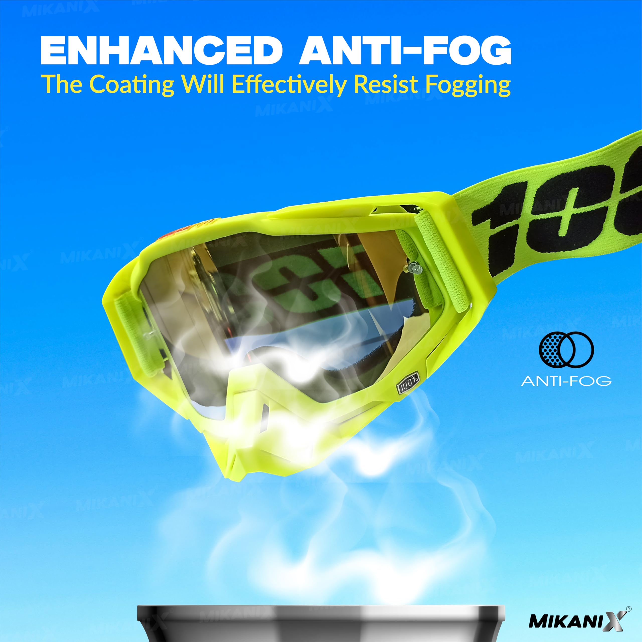 Mikanix Motorcycle Dirt Bike Goggles I ATV Motocross Offroad MX Racing Riding OTG Goggles | Protective Eyewear Safety Glasses for Ski, Snowboarding, Cycling & Outdoor Sports