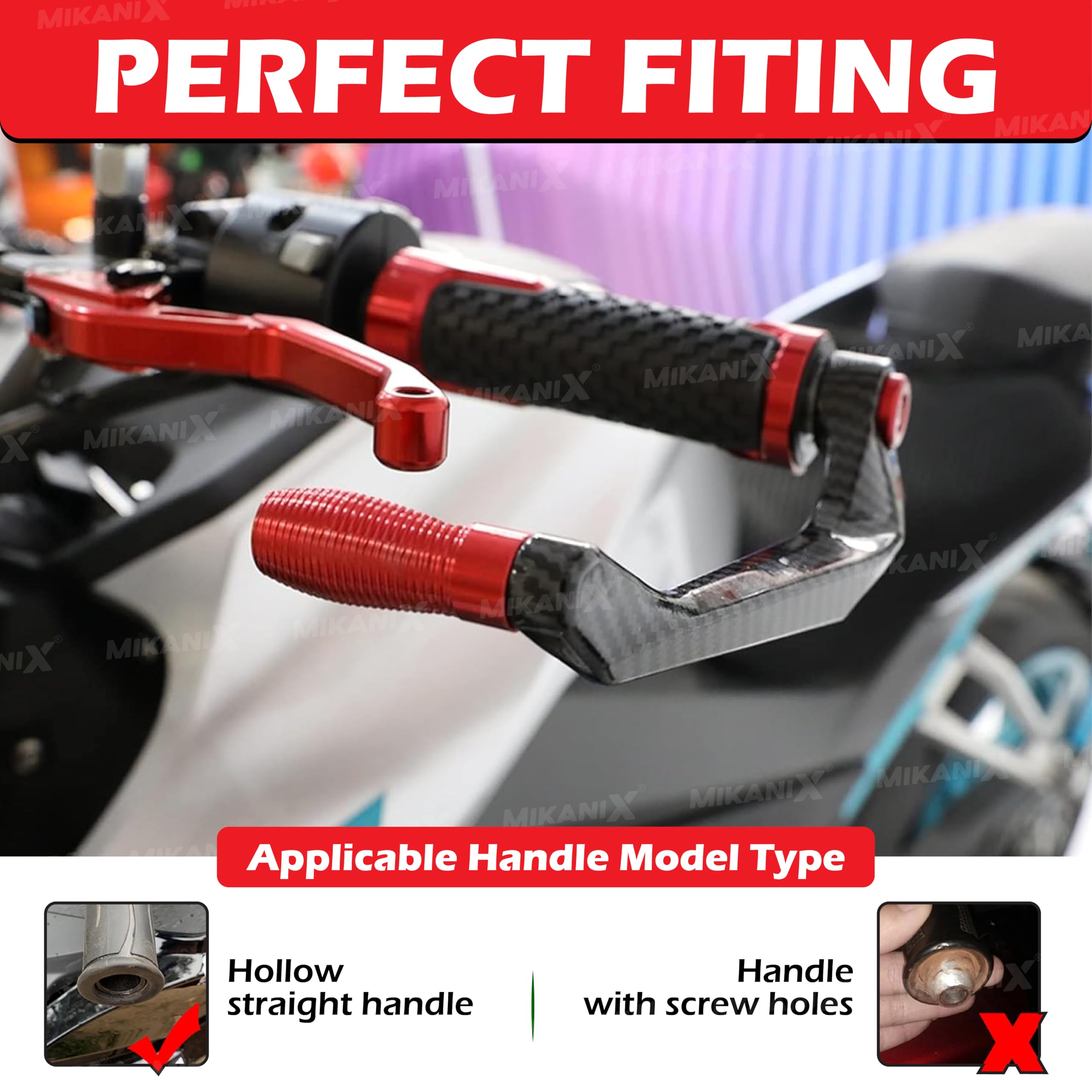 OBEROI'S TRADERS Carbon Finish CNC Aluminum Universal Motorcycle Lever Guard | Handle Bar End Brake Clutch Lever Protective Guards | Hand Guards for All Bikes