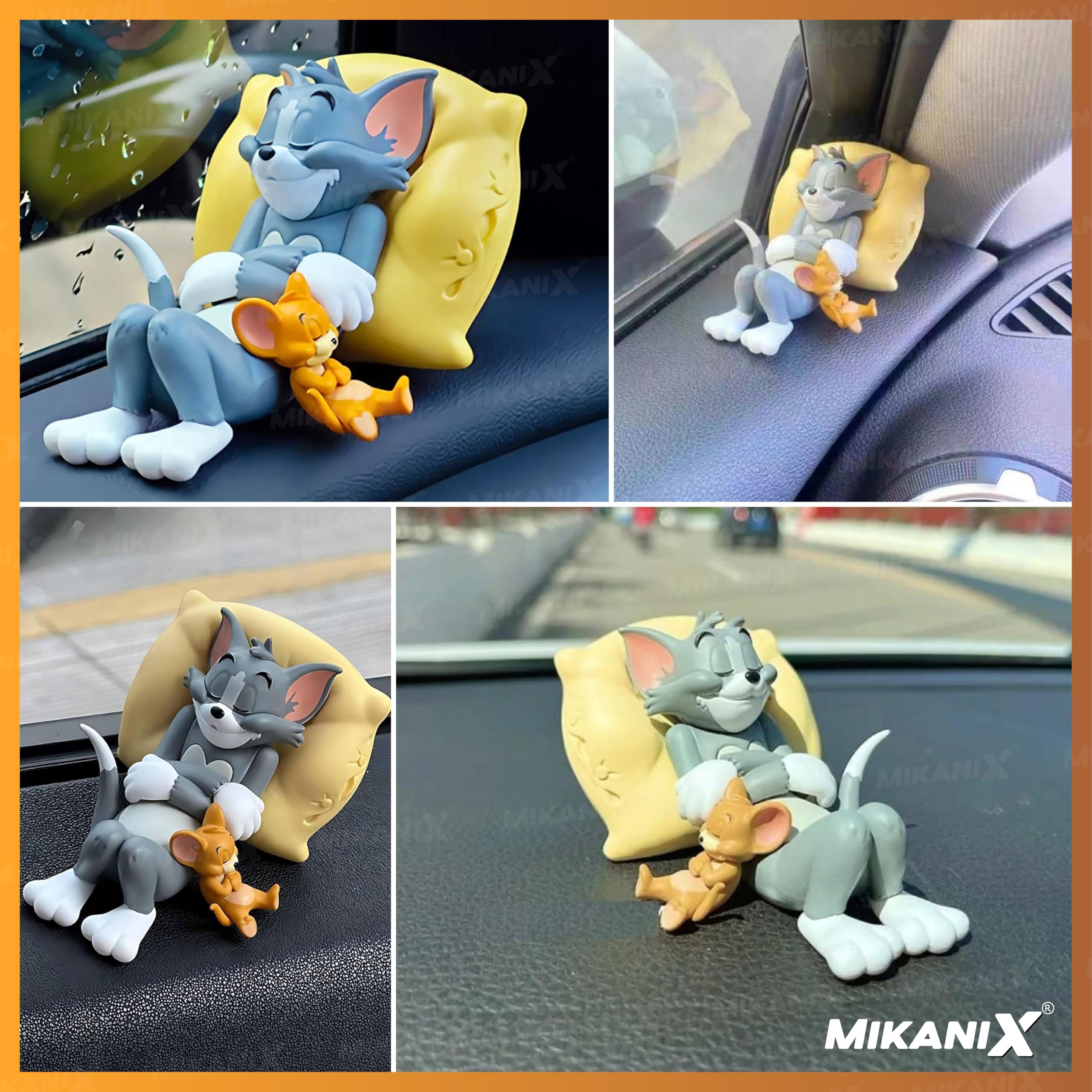 MIKANIX Tom & Jerry Cute Sleeping Car Interior Accessory I Adorable Toy for Car Dashboard & Tabletop | Decorative Plastic Showpiece for Home & Office