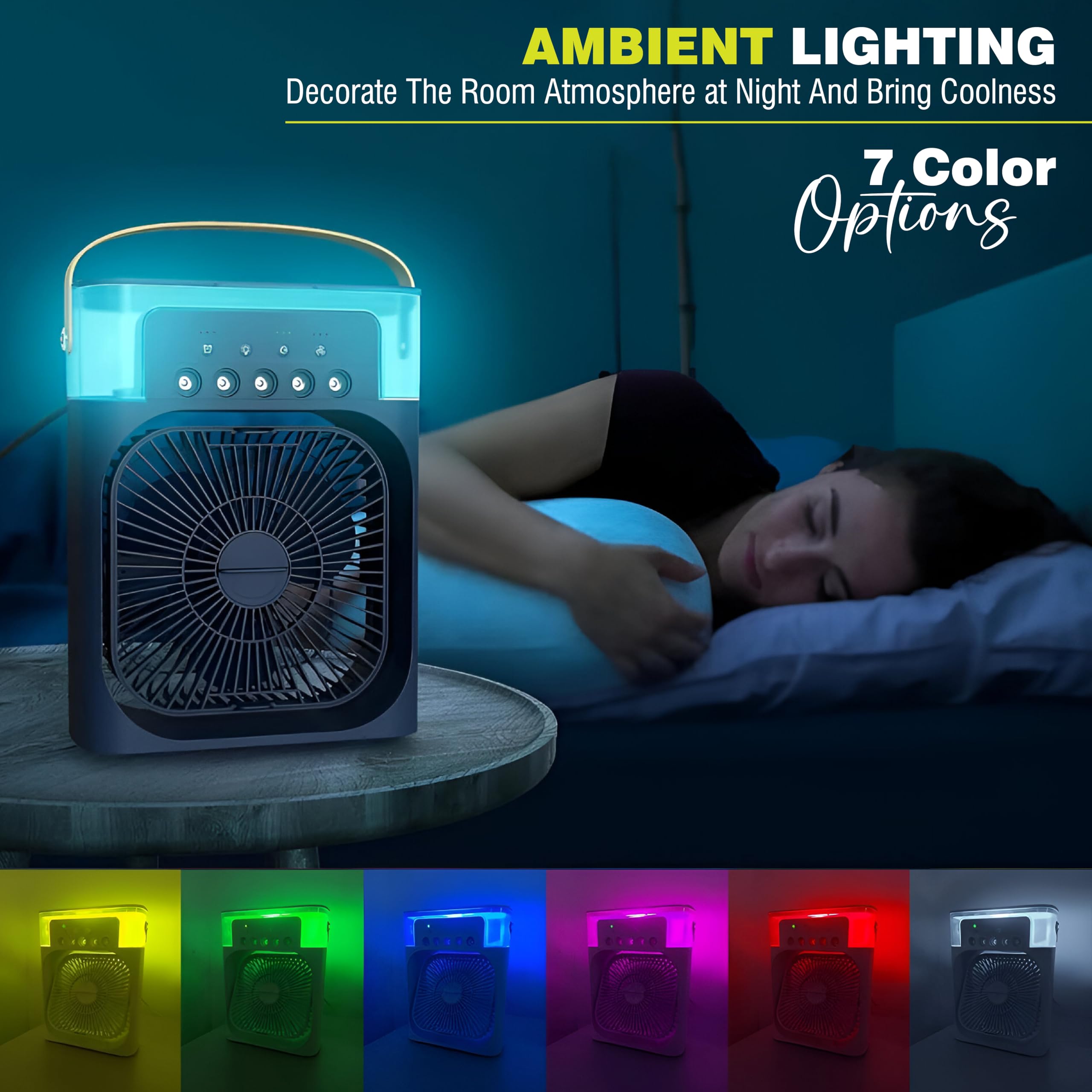 OBEROI'S TRADERS 1 YEAR REPLACEMENT WARRANTY Mini Cooler Fan for Room, Kitchen, Home & Office Desk | USB Cable, 3 Wind Speed Mode With Cooling Misting Fan