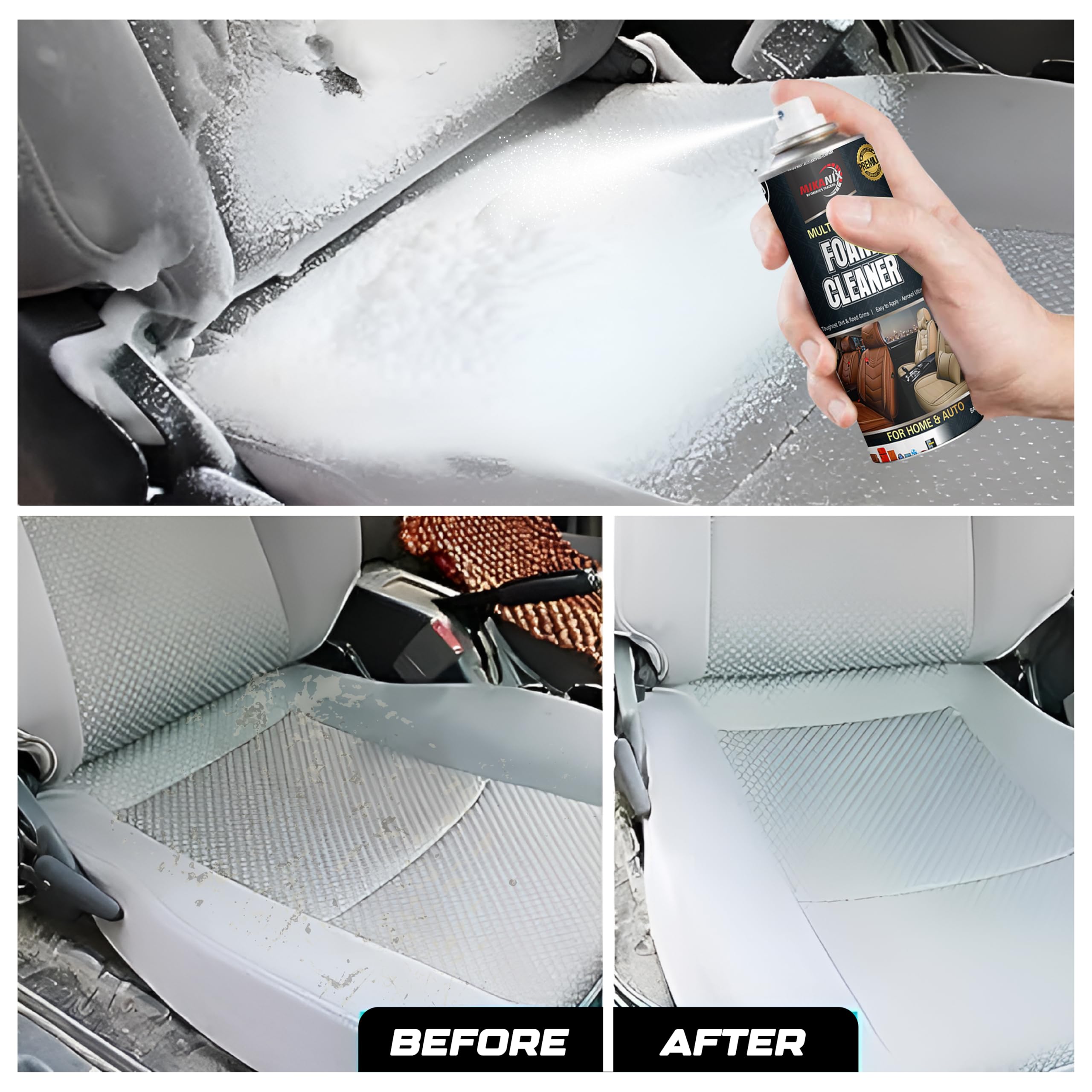 OBEROI'S TRADERS Combo of Multipurpose Foaming Car Interior & Exterior Cleaner Foam Spray For | Car Seat | Dashboard | Shoes | Sofa | Vinyl Rubber | Doors, PU/Leather