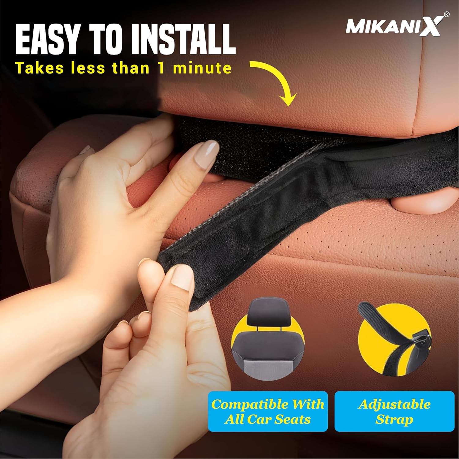 Car Neck Rest Pillow | Seat Cushion | 2 Years Warranty | Ultra Soft Memory Foam for Neck and Cervical Support to Relief Neck Pain & Reduced Tension (Mash Black Pack of 1)