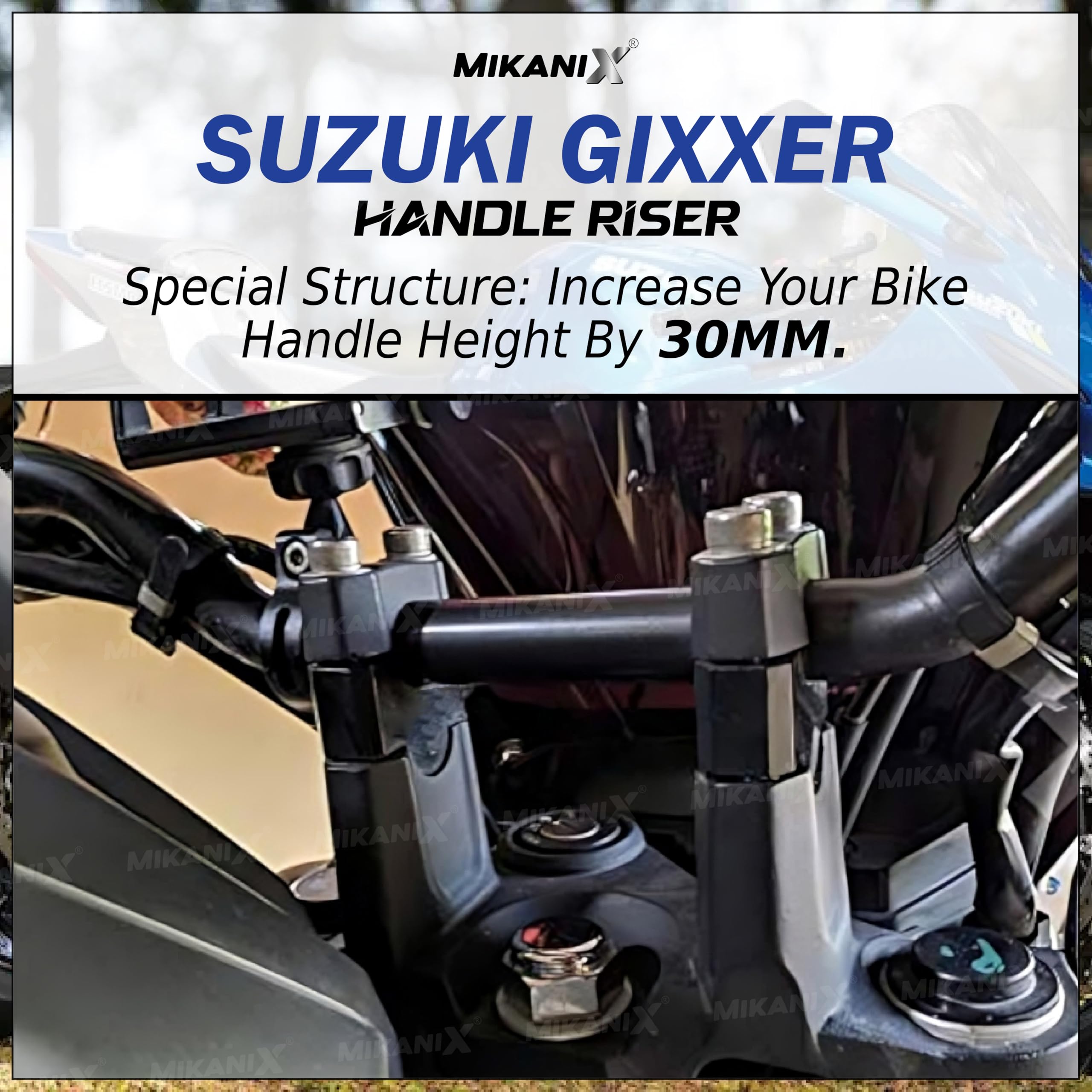 OBEROI'S TRADERS Bike Handlebar Riser | Handle Height Raiser Clamp Kit | Enhanced Comfort and Control | Compatible with Suzuki Gixxer SF 150/250