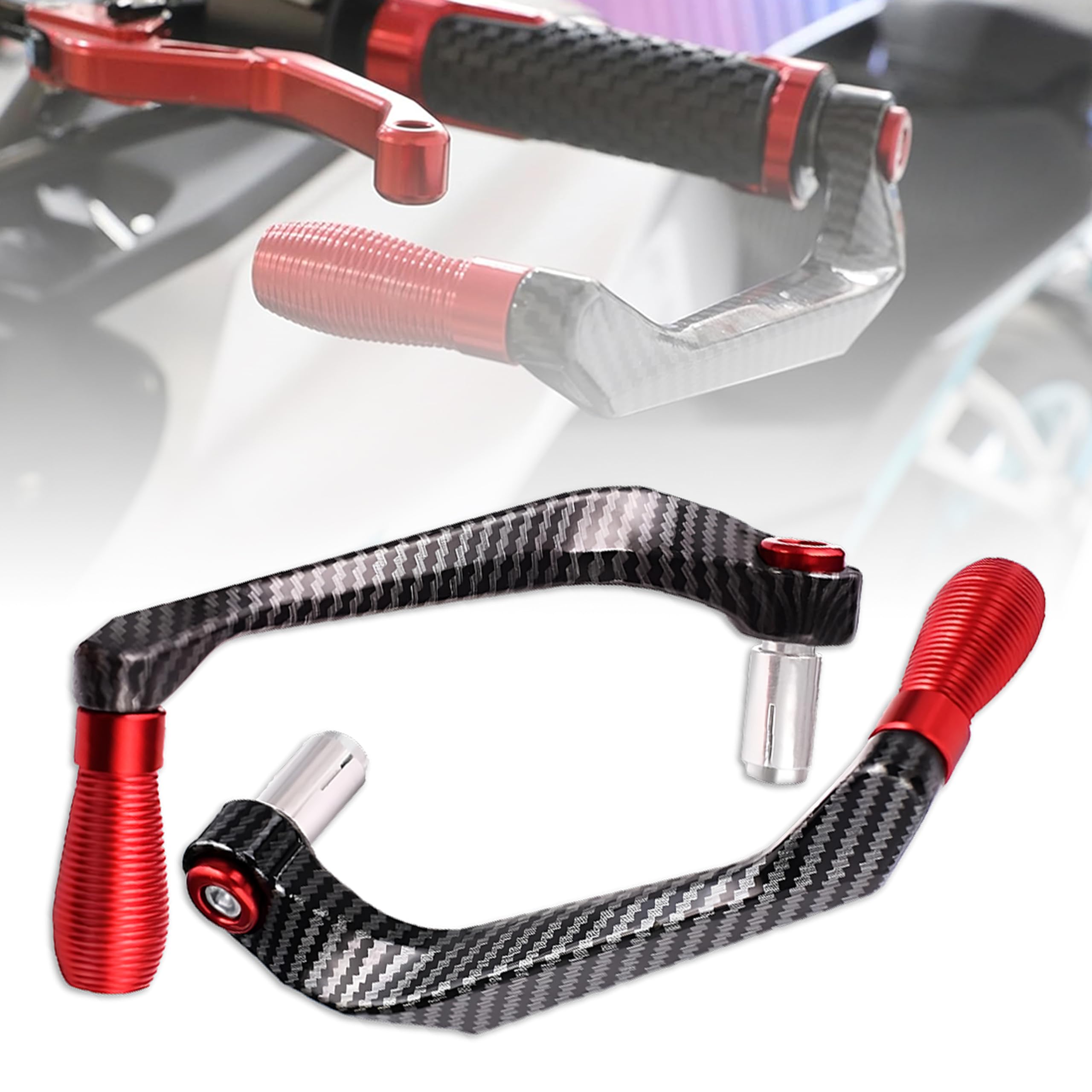 OBEROI'S TRADERS Carbon Finish CNC Aluminum Universal Motorcycle Lever Guard | Handle Bar End Brake Clutch Lever Protective Guards | Hand Guards for All Bikes