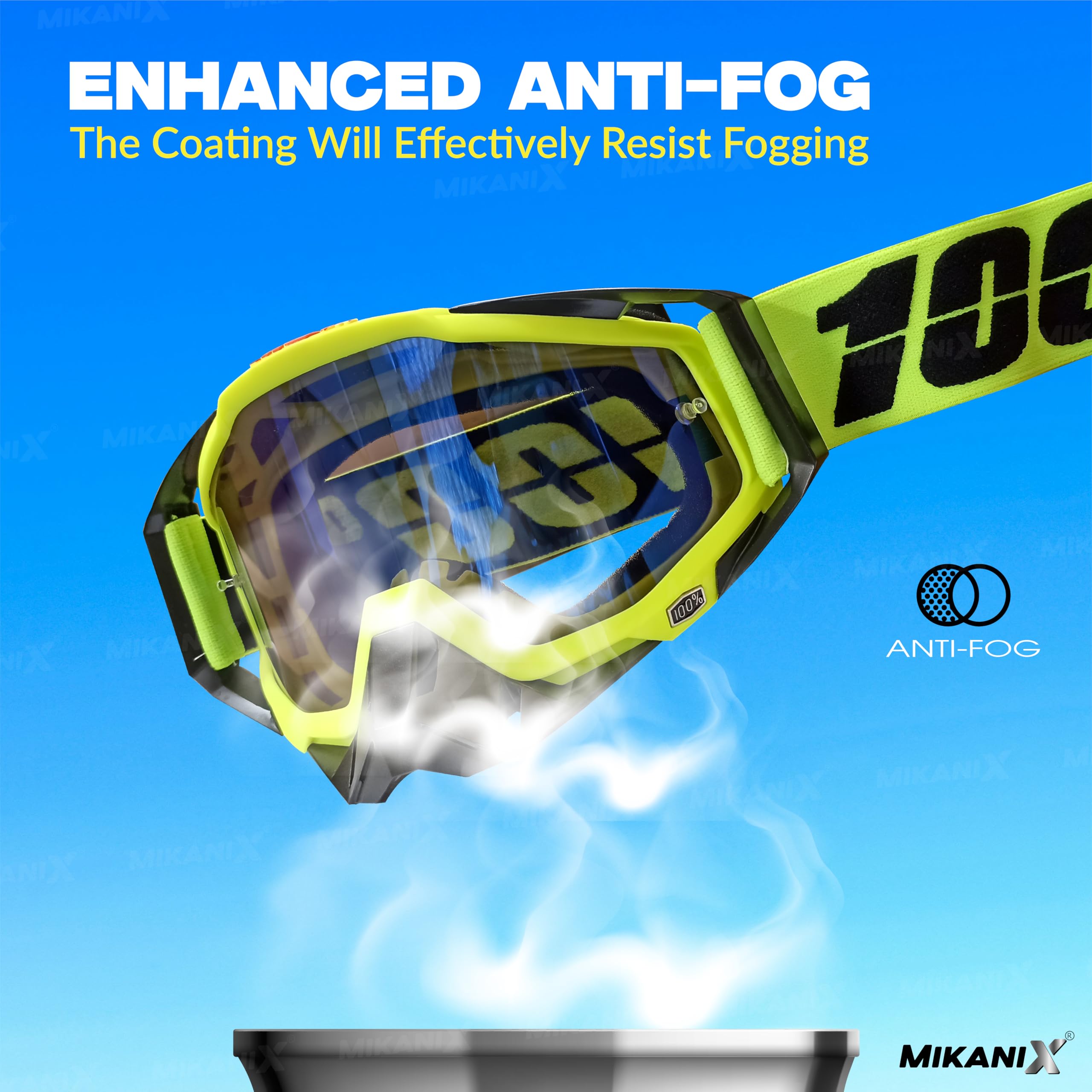 Mikanix Motorcycle Dirt Bike Goggles I ATV Motocross Offroad MX Racing Riding OTG Goggles | Protective Eyewear Safety Glasses for Ski, Snowboarding, Cycling & Outdoor Sports
