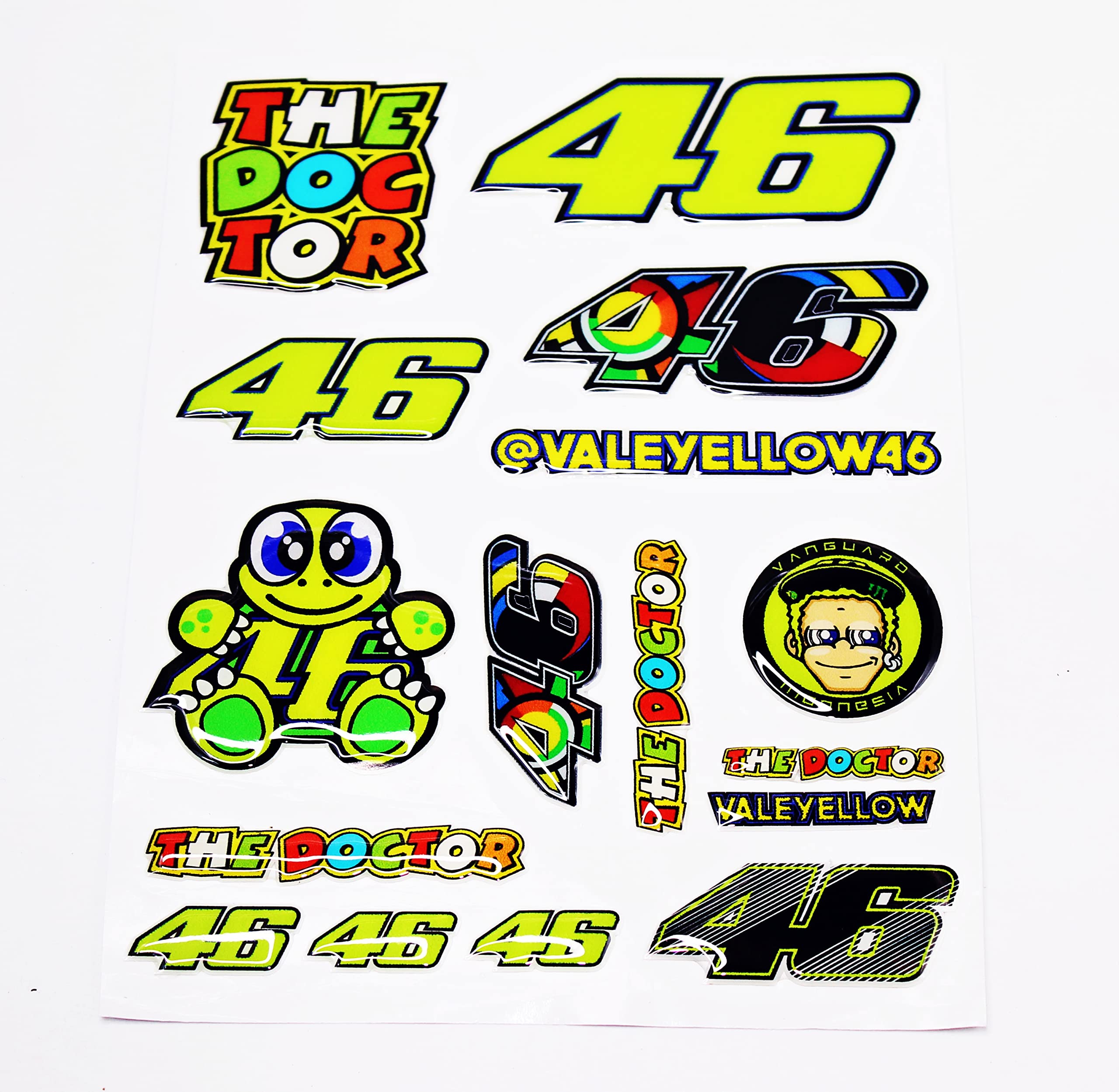 MIKANIX 46 / The Doctor Sticker for Bike, Fuel Tank, Helmet, Car, Bumper Decals Full Sheet for Vehicle Decoration