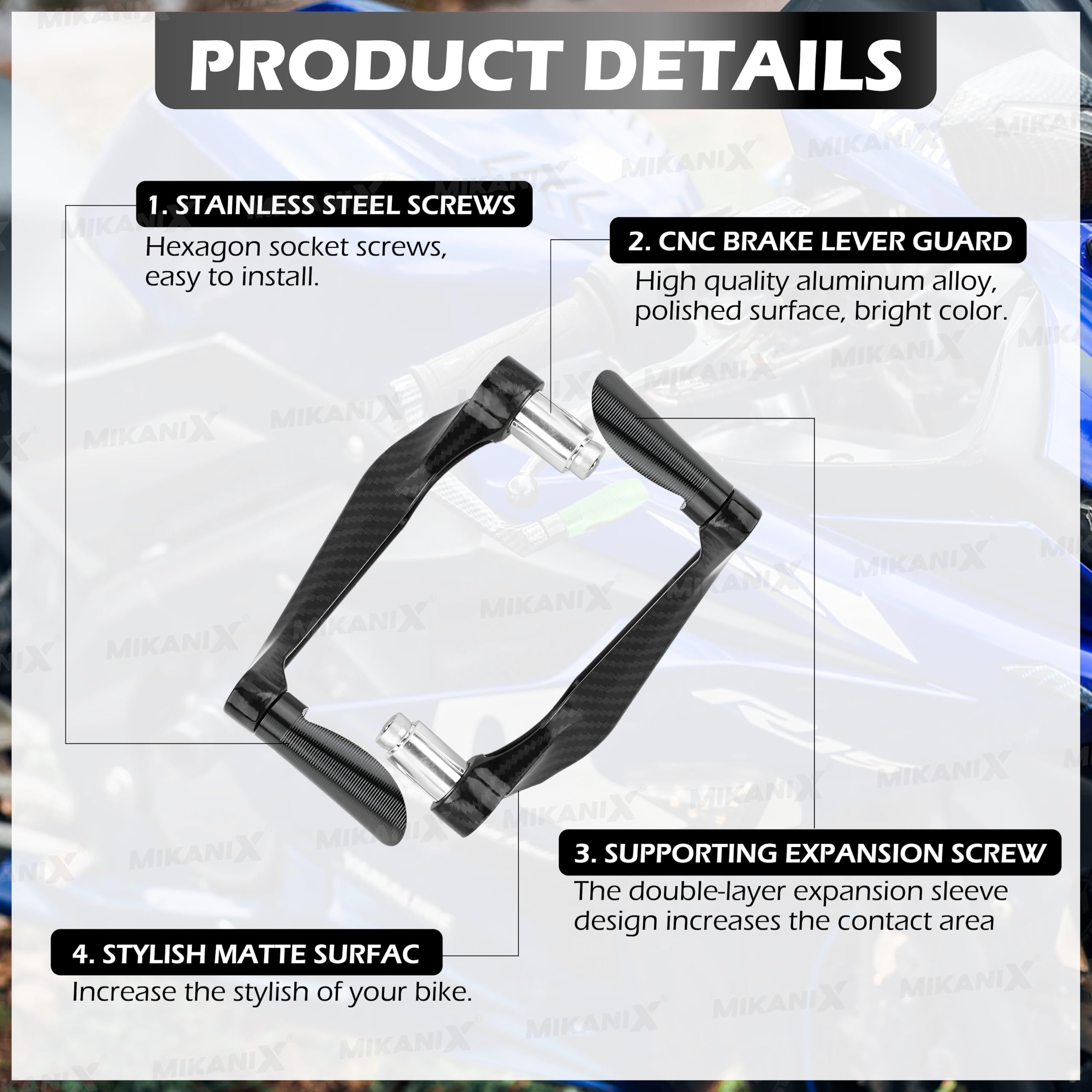 OBEROI'S TRADERS Carbon Finish CNC Aluminum Universal Motorcycle Lever Guard | Handle Bar End Brake Clutch Lever Protective Guards | Hand Guards for All Bikes