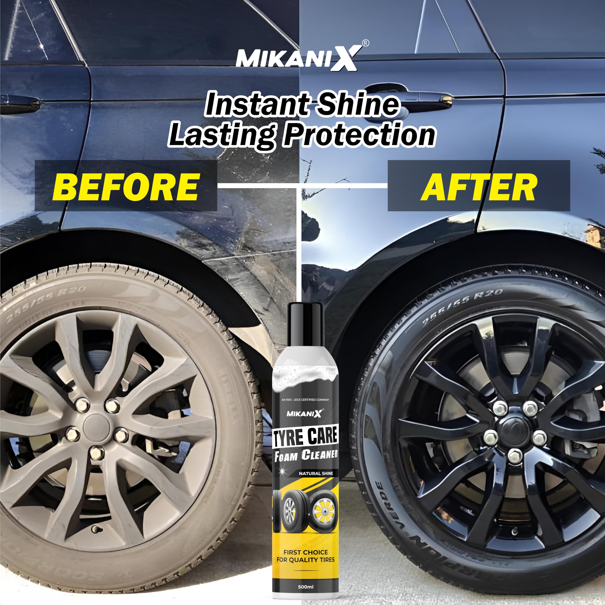 OBEROI'S TRADERS Car & Bike Rim | Tyre Foam Cleaner Spray with Microfiber Cloth to Cleans dirt, Restores shine and Prevents Fading and Cracks