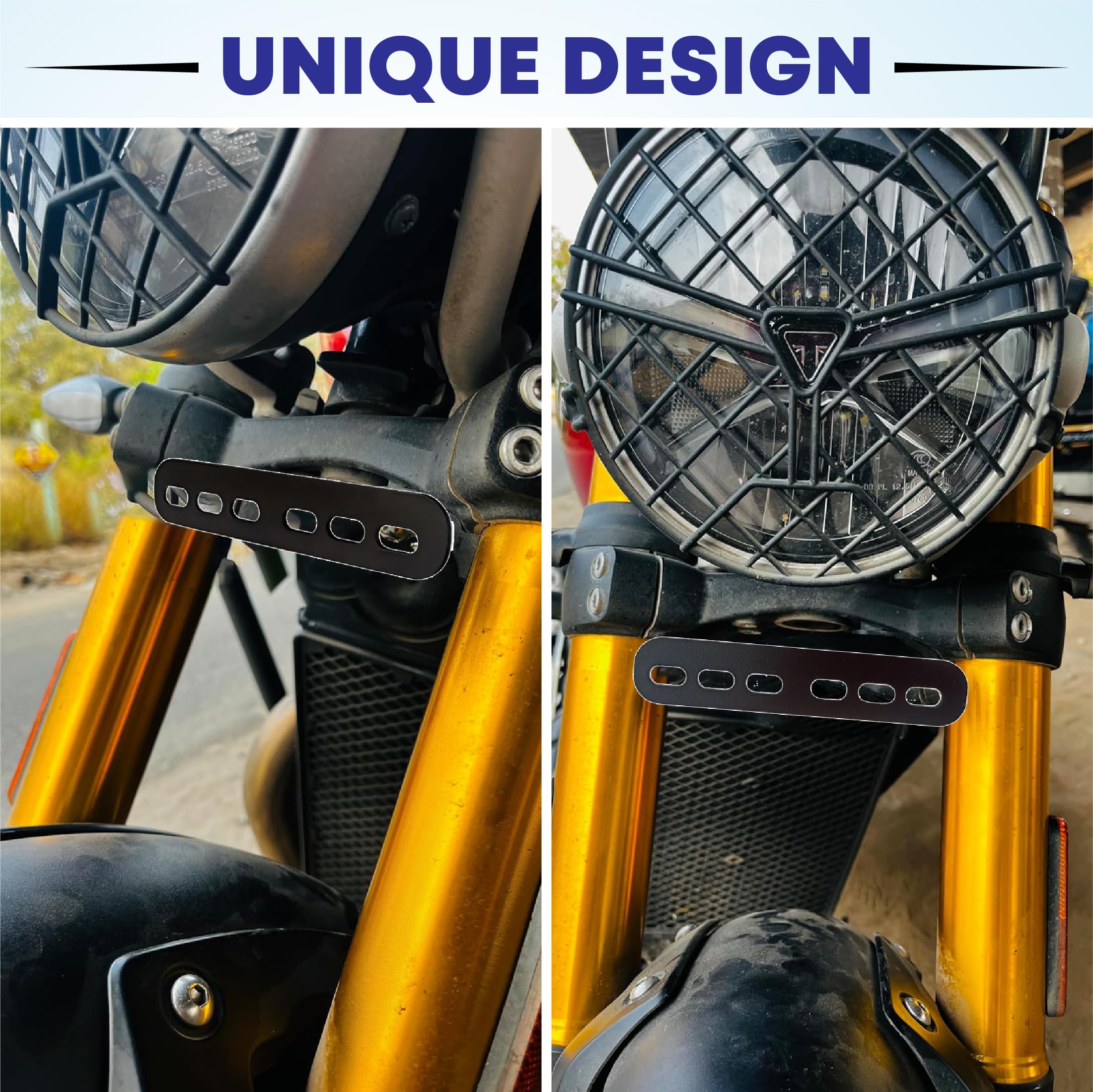 OBEROI'S TRADERS Front Number Plate Holder for TriʊʍpH Speed 400/Scrambler 400X | CNC Metal Mount with Unique Design | Easy Fitment on USD Forks | Black Finish for Bikes