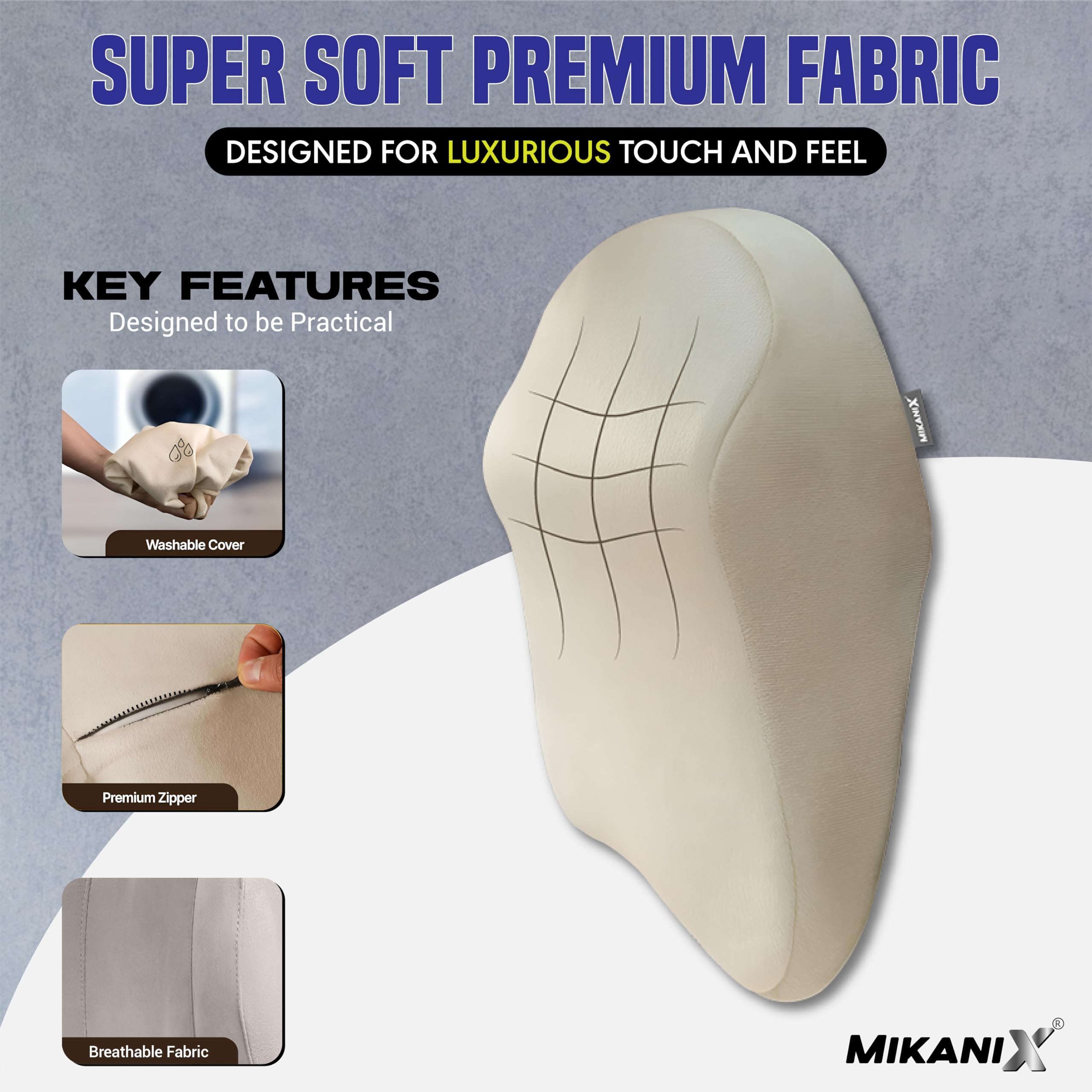 OBEROI'S TRADERS Car Neck Rest Pillow | Seat Cushion | 2 Years Warranty | Ultra Soft Memory Foam for Neck and Cervical Support to Relief Neck Pain & Reduced Tension (Velvet Beige (Pack of 2))