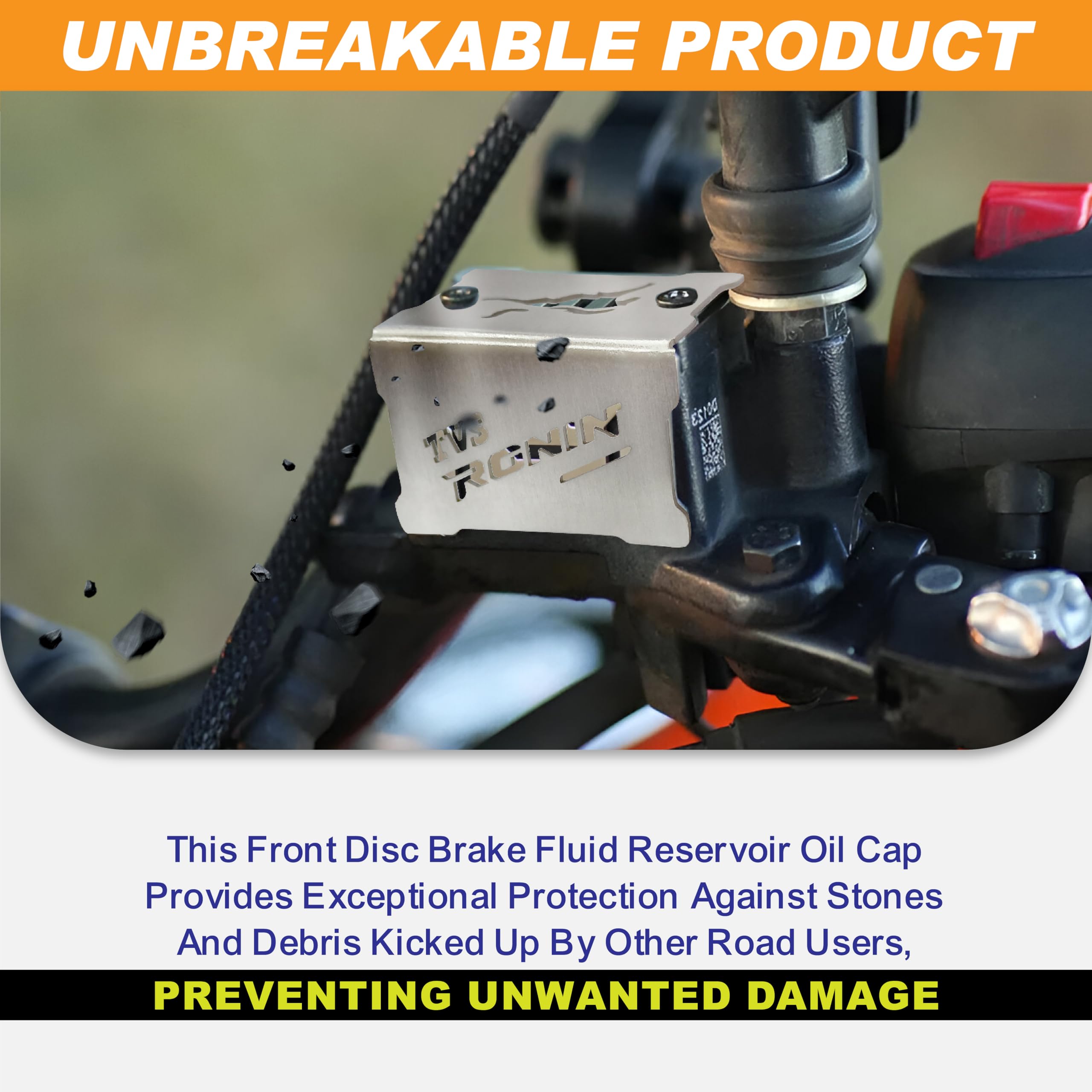 MIKANIX Stainless Steel Front Brake Oil Cap Guard for Ronin | Disc Brake Fluid Reservoir Protector Cover | Premium Bike Accessories