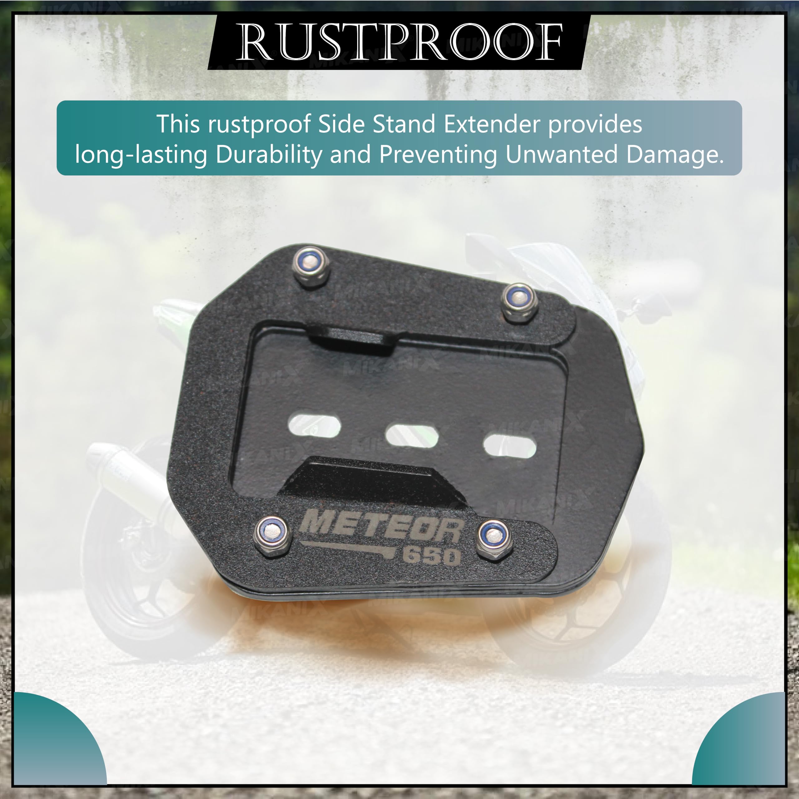 MIKANIX Stainless Steel Side Stand Extender | Side Stand Pad for Royal Enfield Super Meteor 650