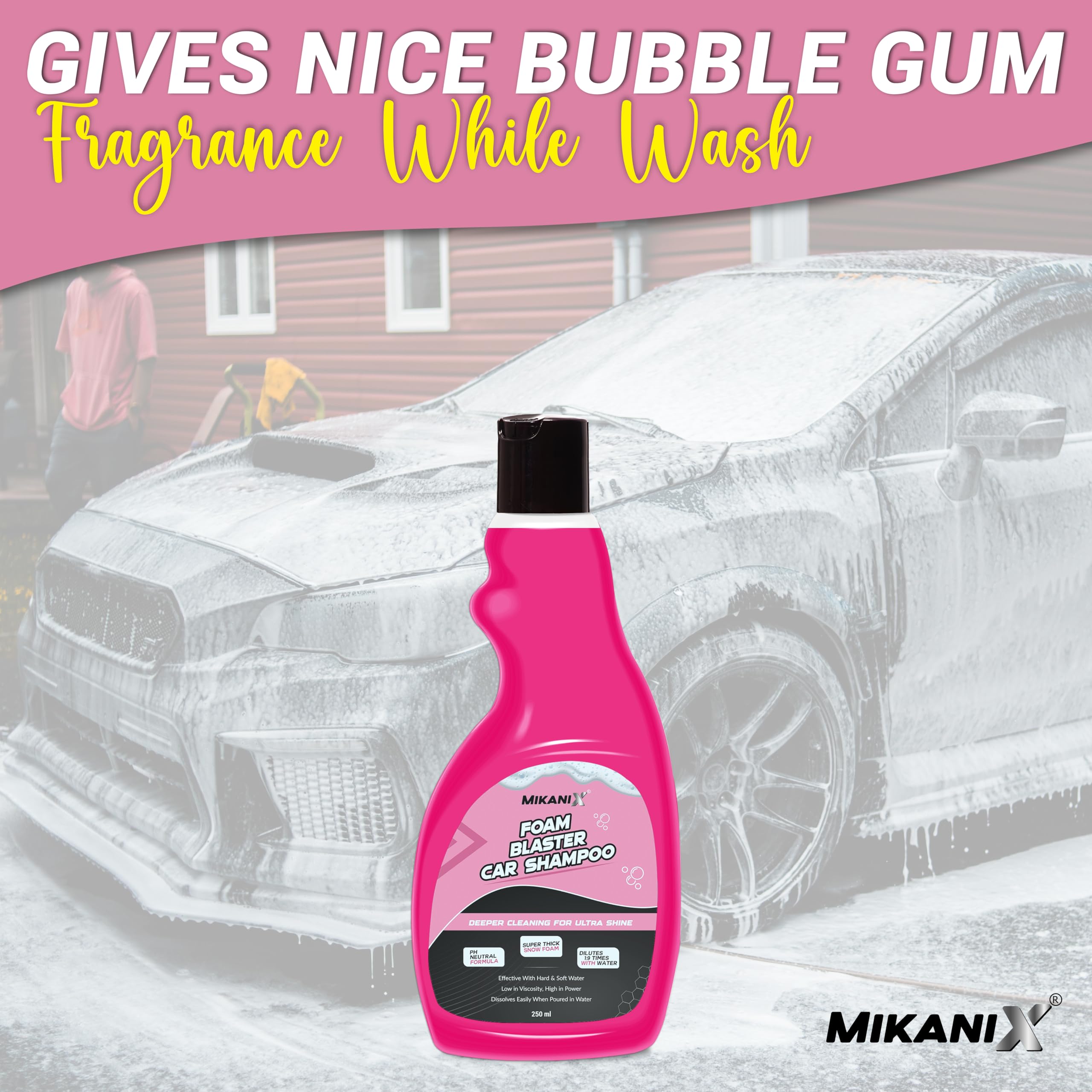 ‎OBEROI'S TRADERS Microfiber Cloth Wash Mitt Glove & Foam Blaster Car Wash Shampoo | Concentrate Form With Thick Foam to Remove Dirt & Grime For Car & Bike Exterior Cleaning (Pack of 2)