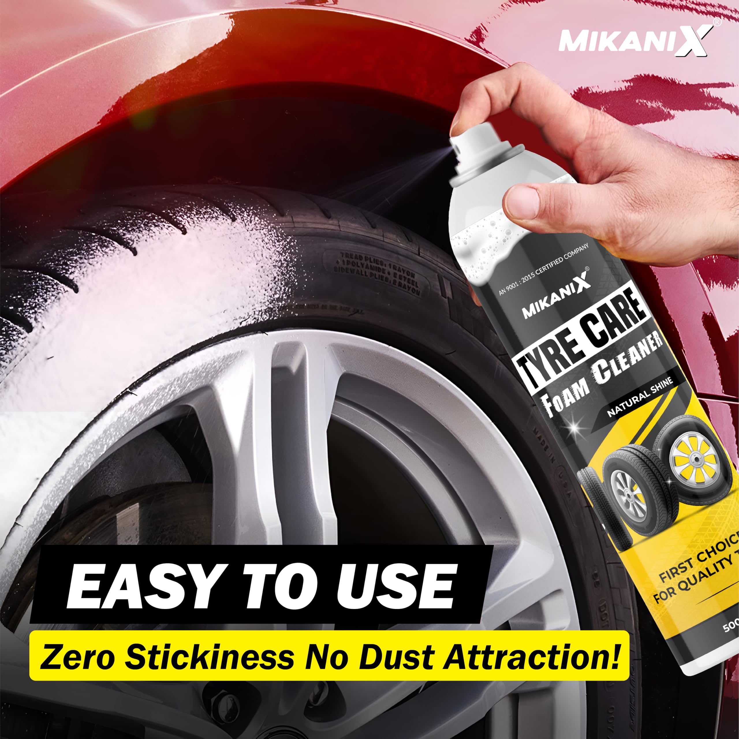 OBEROI'S TRADERS Car & Bike Rim | Tyre Foam Cleaner Spray with Microfiber Cloth to Cleans dirt, Restores shine and Prevents Fading and Cracks