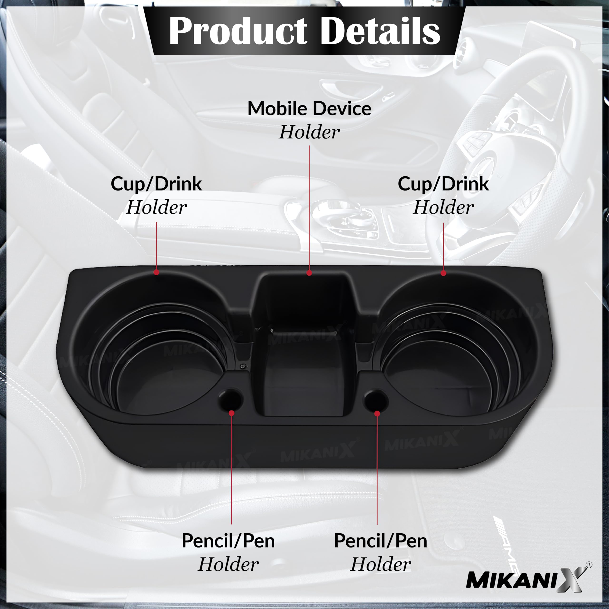 OBEROI'S TRADERS Multifunctional Car Cup Holder & Mobile Device Organizer I Vehicle Storage for Bottles, Cups & Smartphones I Car Interior Accessories for Convenience & Organization