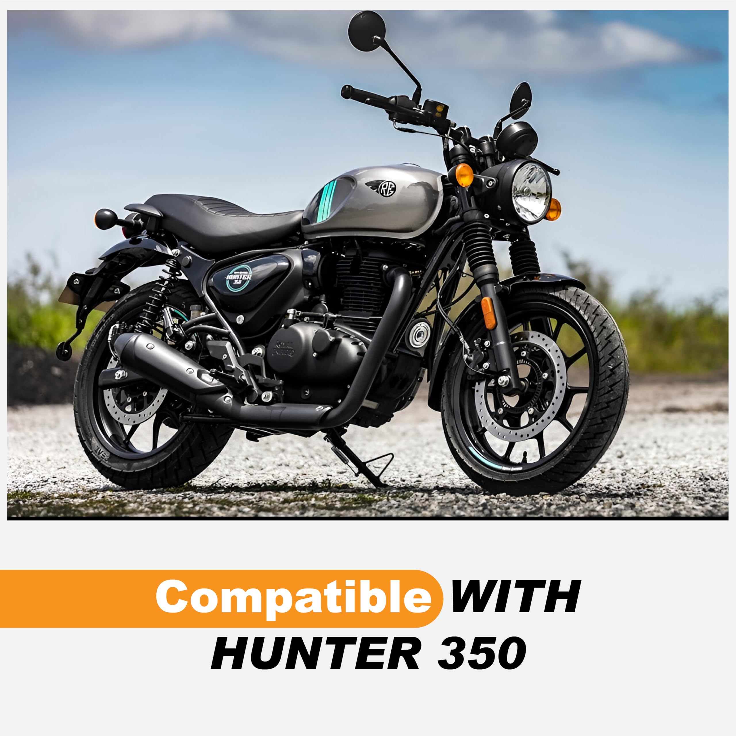 OBEROI'S TRADERS Hunter 350 Bike Stainless Steel Bike Front Disc Brake Fluid Reservoir Oil Cap/Container Guard Protector Cover