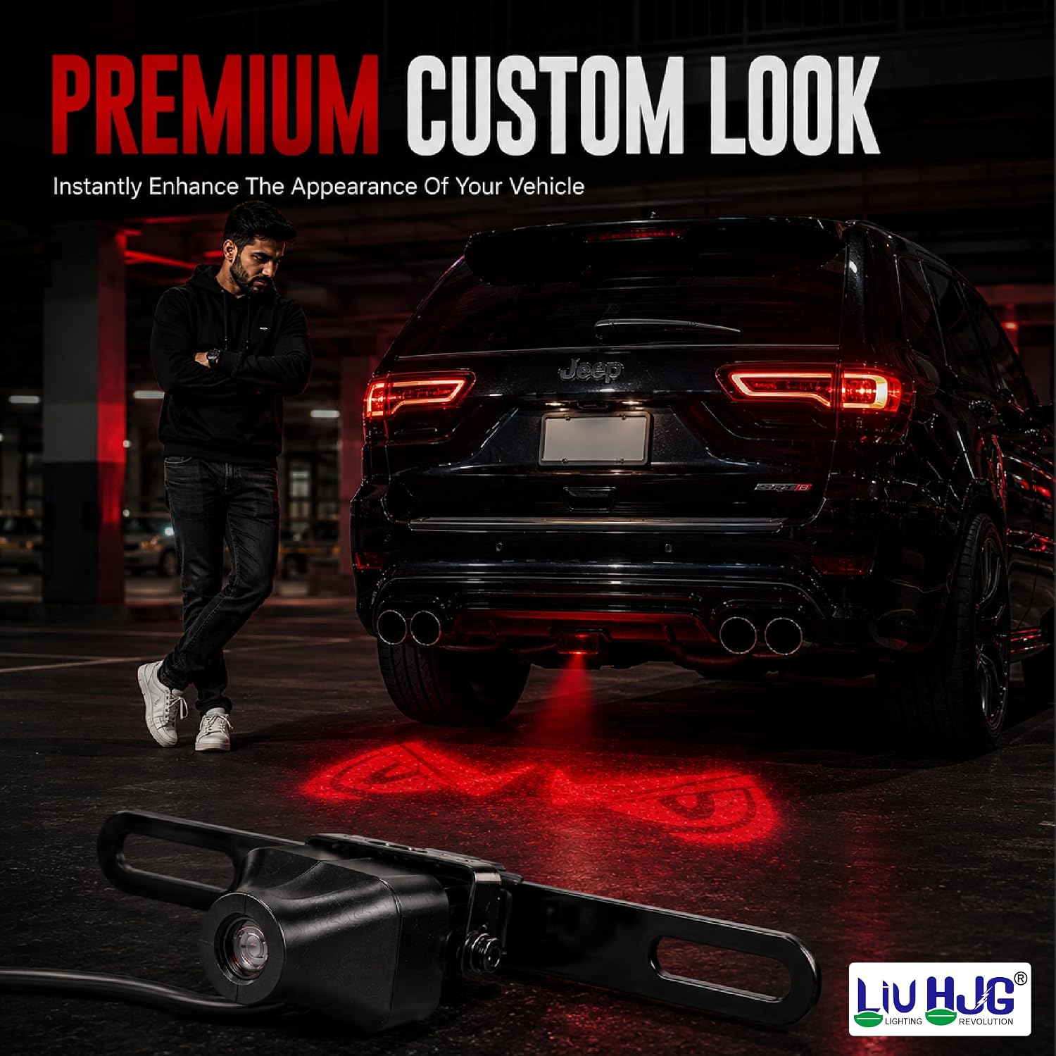 MIKANIX Devil Eye Shadow Projector, Universal Fit LED Ground Projection Light for Bikes, Cars and SUVs, HD Optical Lens All-Weather Exterior Custom Modification Accessories
