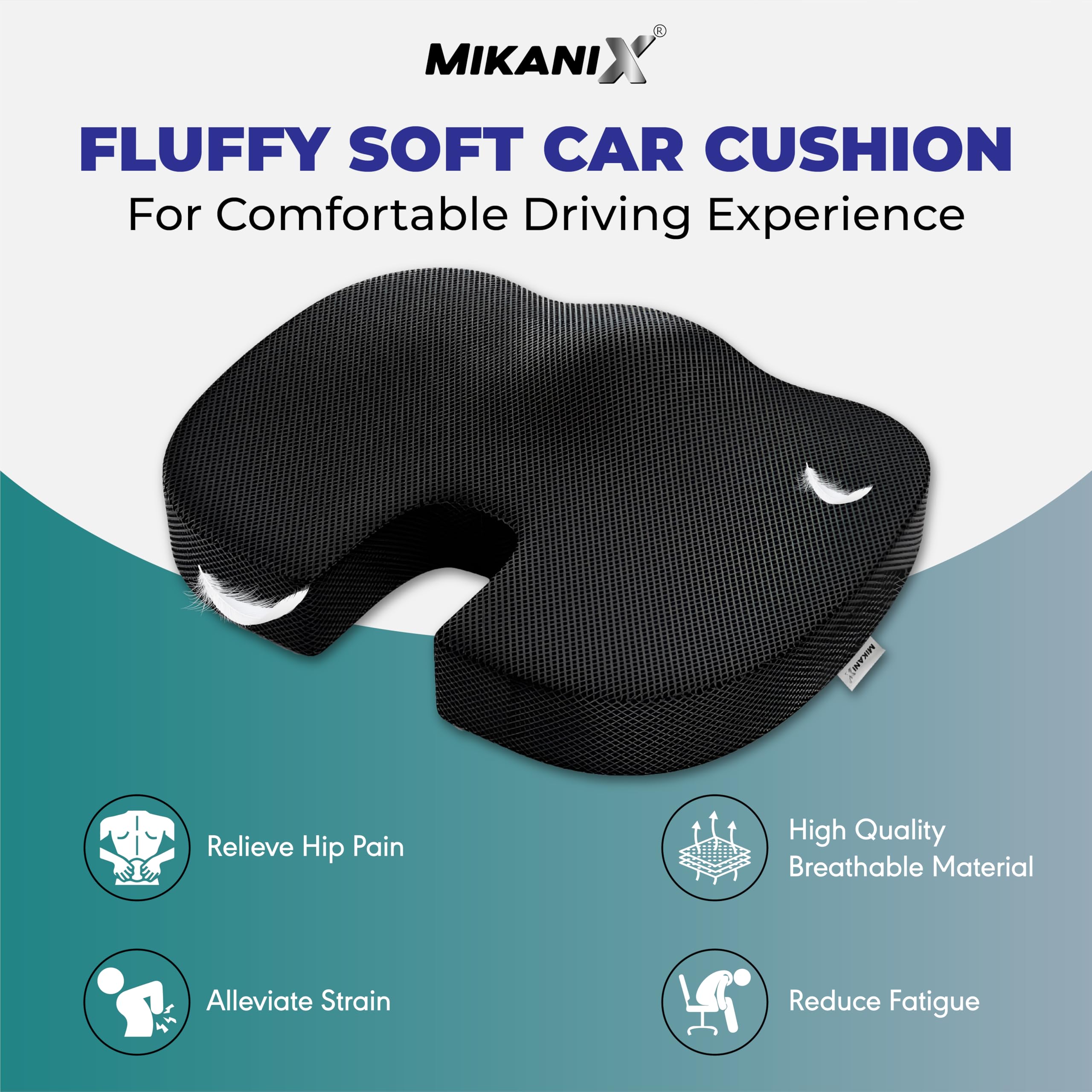 OBEROI'S TRADERS Orthopedic Coccyx Seat Cushion | 3 Years Warranty | to Relief Tailbone & Sciatica Pain | Hip Support Memory Foam for Car, Home, Office & Chair Sitting