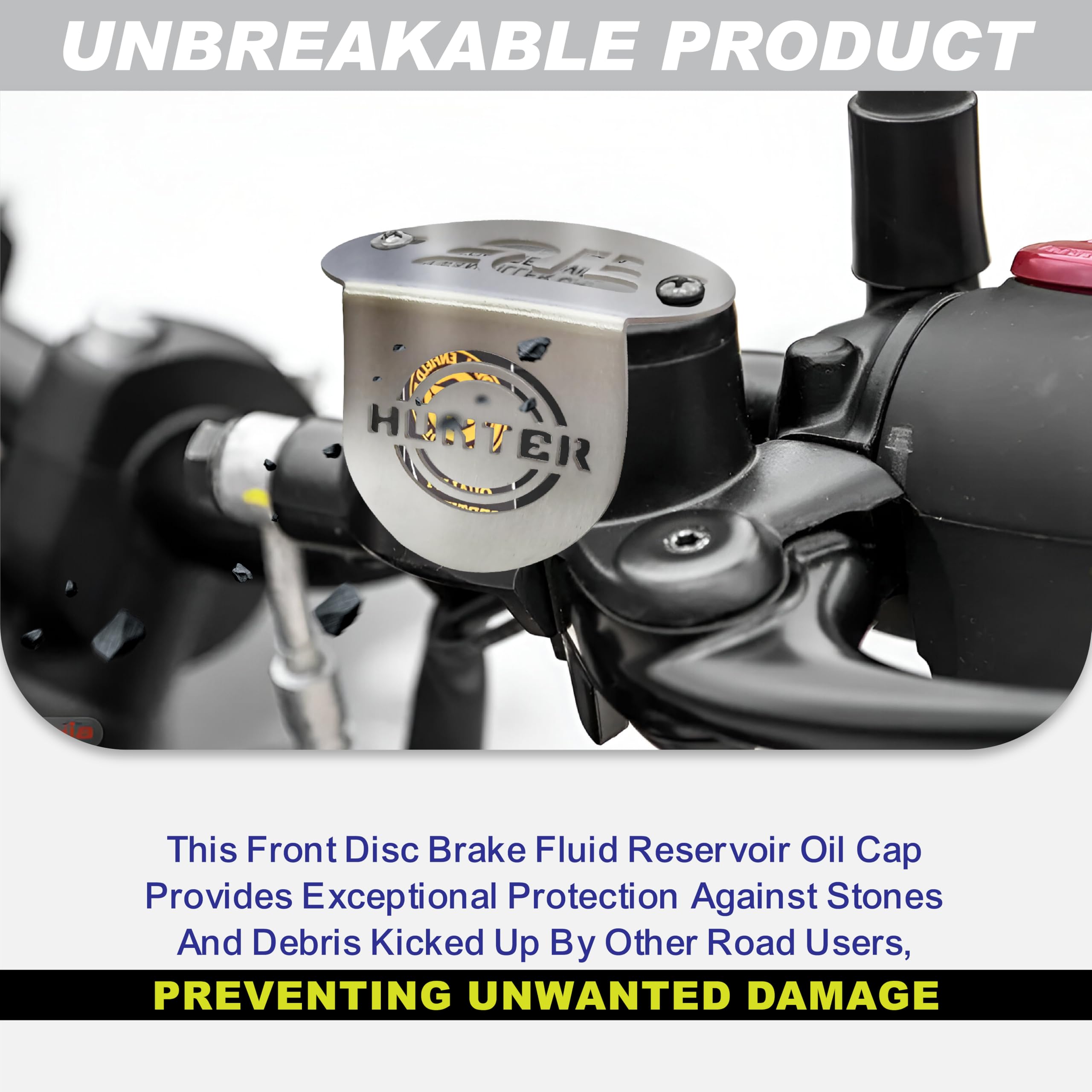 OBEROI'S TRADERS Stainless Steel Front Brake Oil Cap Guard for Hunter 350 | Disc Brake Fluid Reservoir Protector Cover | Premium Bike Accessories