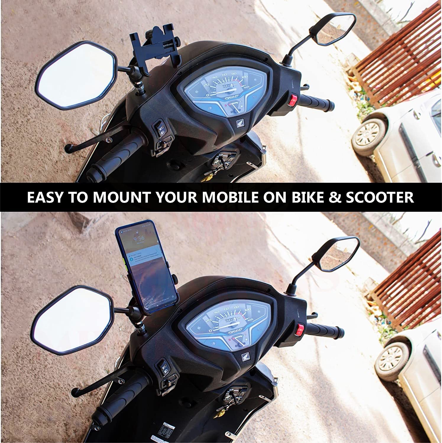 Mikanix Premium Universal Bike Mount 360 Degree Rotating Mobile Holder with USB Charger 2.1 A
