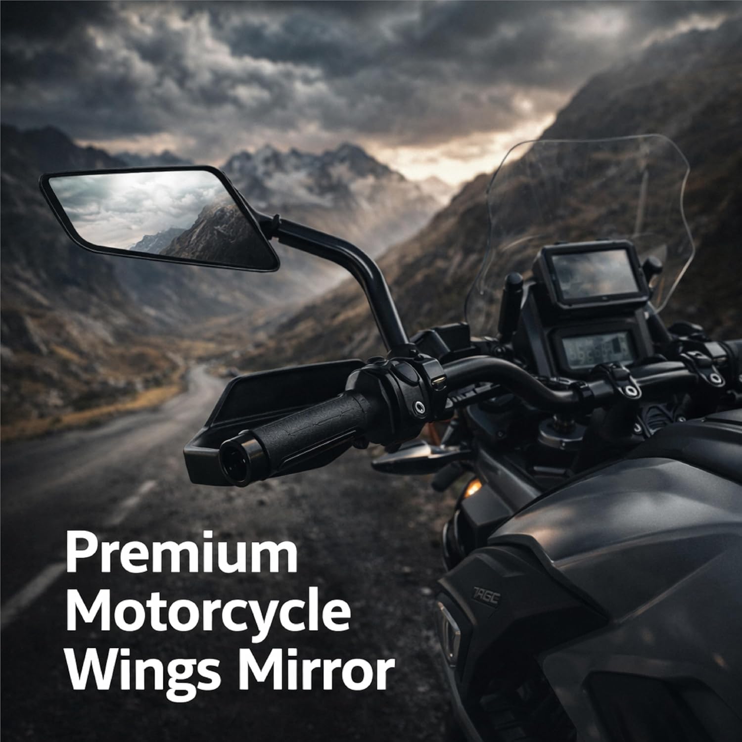 MIKANIX Universal York Motorcycle Rear View Mirror | Handlebar Side Mirror | Wide Angle Clear Glass | 360° Adjustable | Vibration Resistant | Compatible with All Bikes & Scooters | Black