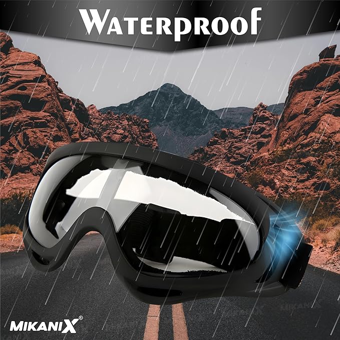 Mikanix Motorcycle Helmet Goggles | Anti-UV, Windproof Bike Riding Glasses | Dirt Bike, ATV, Cruiser, Outdoor Sports Eyewear for Men & Women