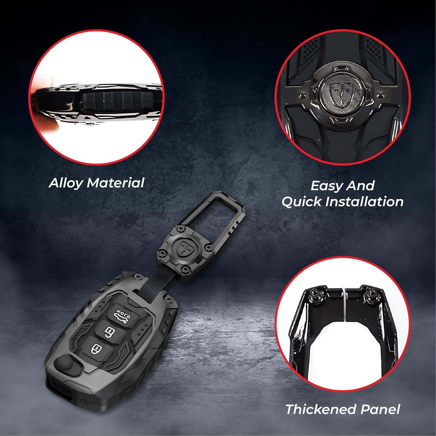 MIKANIX Transformer Series Car Key Cover | Metal Black Soft Silicone Key Shell with Keychain for Creta, Exter, i10 Grand Nios, i20 Elite, i20 (2020), Aura, Venue, i20 Active, Xcent (i10)