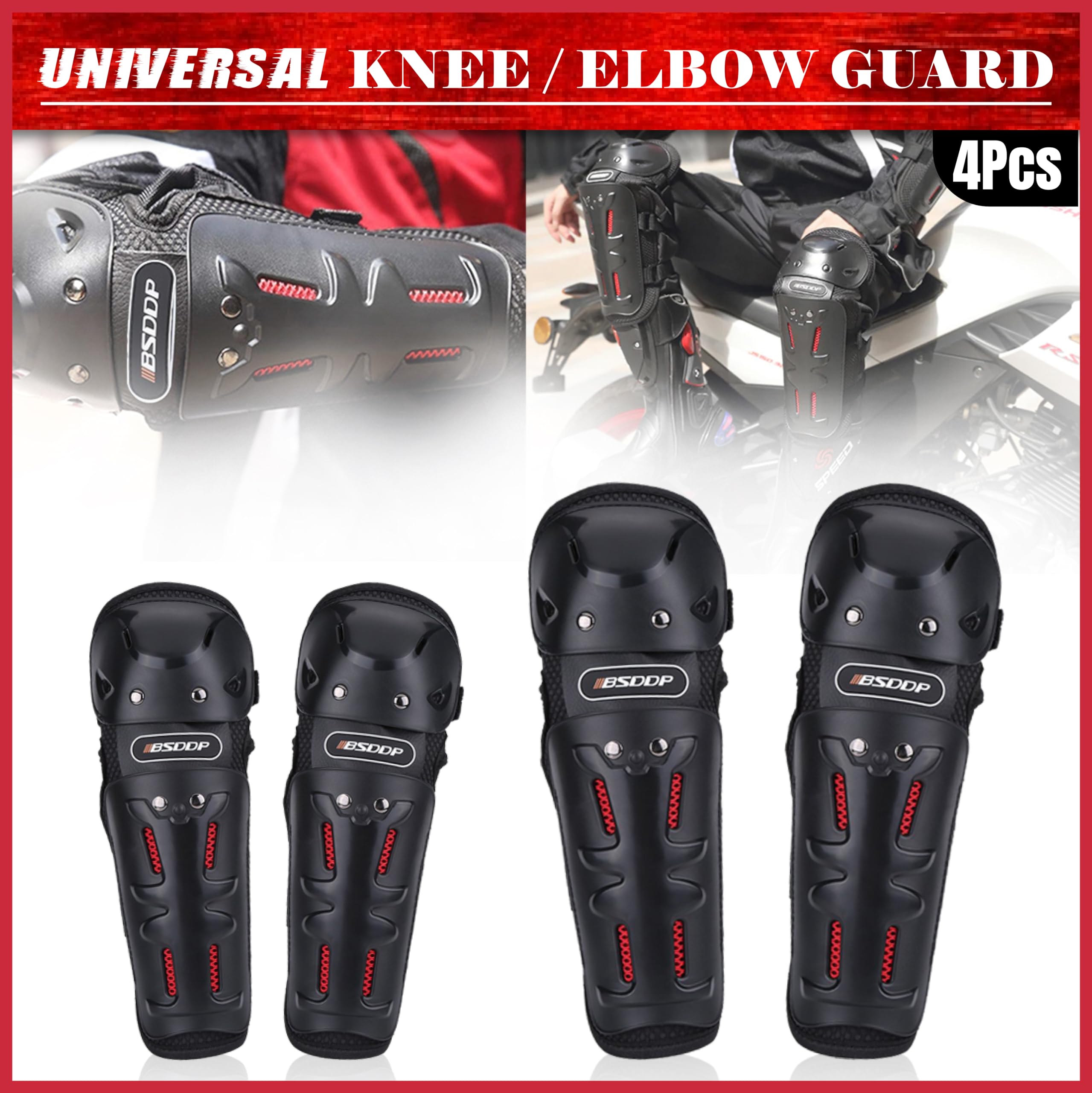 OBEROI'S TRADERS Motorcycle Riding Knee and Elbow Guard Protector | Breathable & Adjustable Shin Pads | for Bike Racing