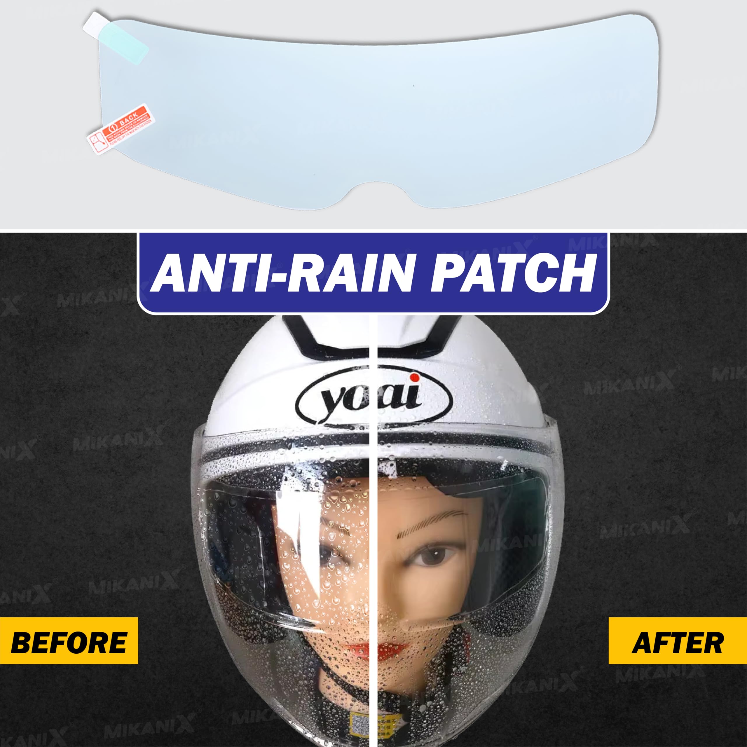 MIKANIX Bike Helmet Visor Anti Rain Film Screen Guard Tempered For Clear Visibility During Rainy Days